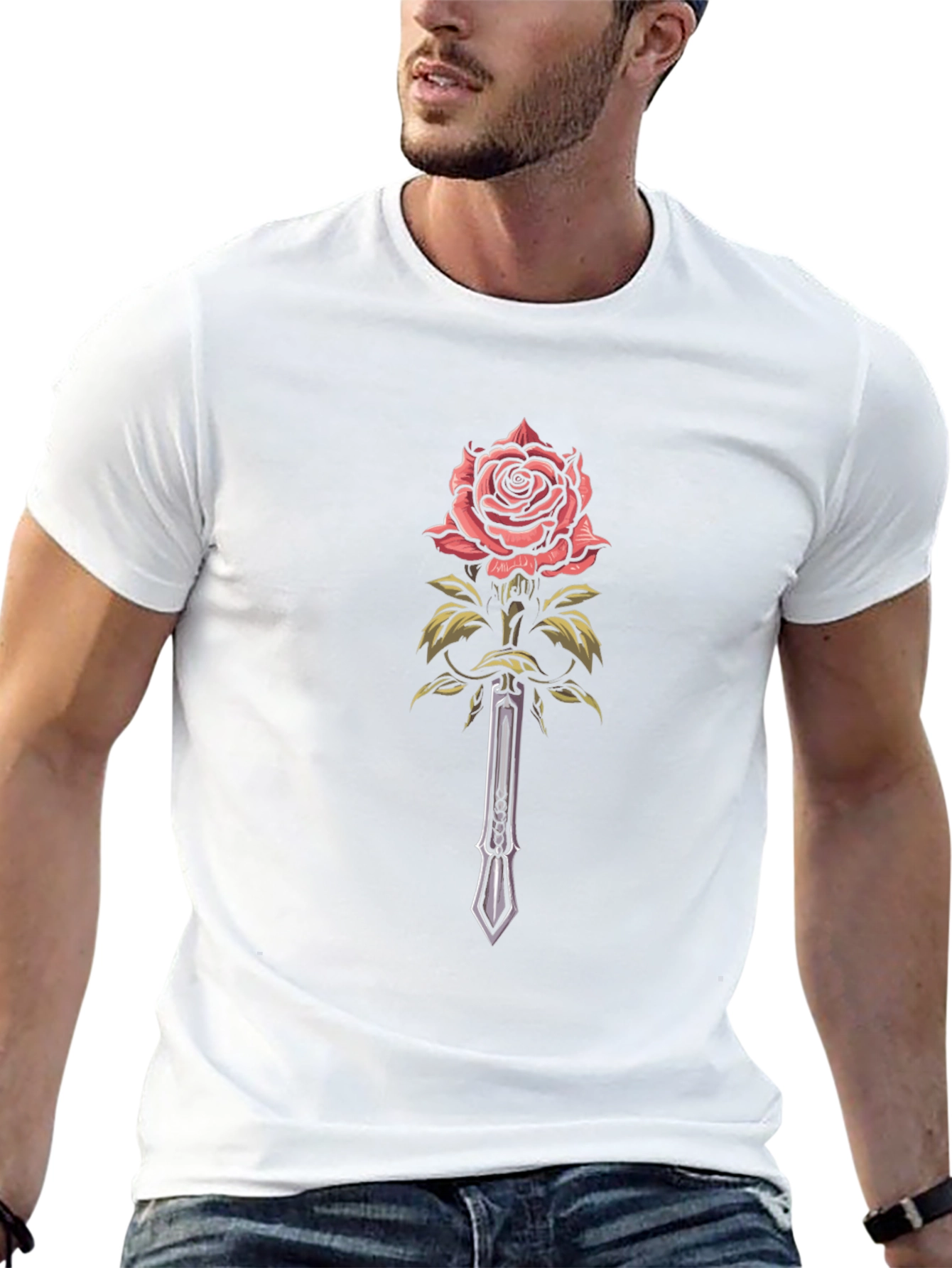 Rose & Sword Graphic Black T-Shirt