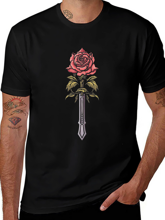 Rose & Sword Graphic Black T-Shirt