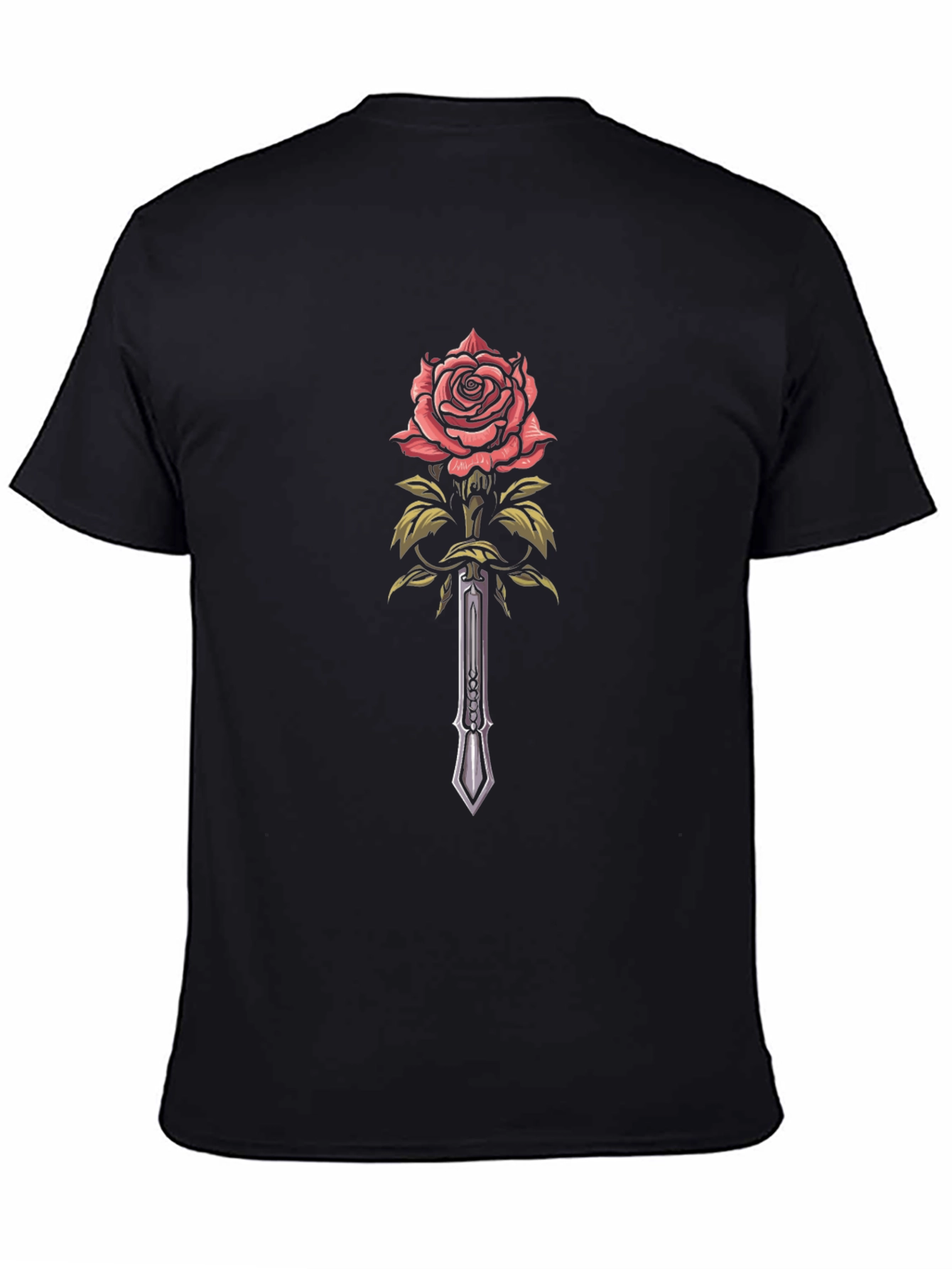 Rose & Sword Graphic Black T-Shirt