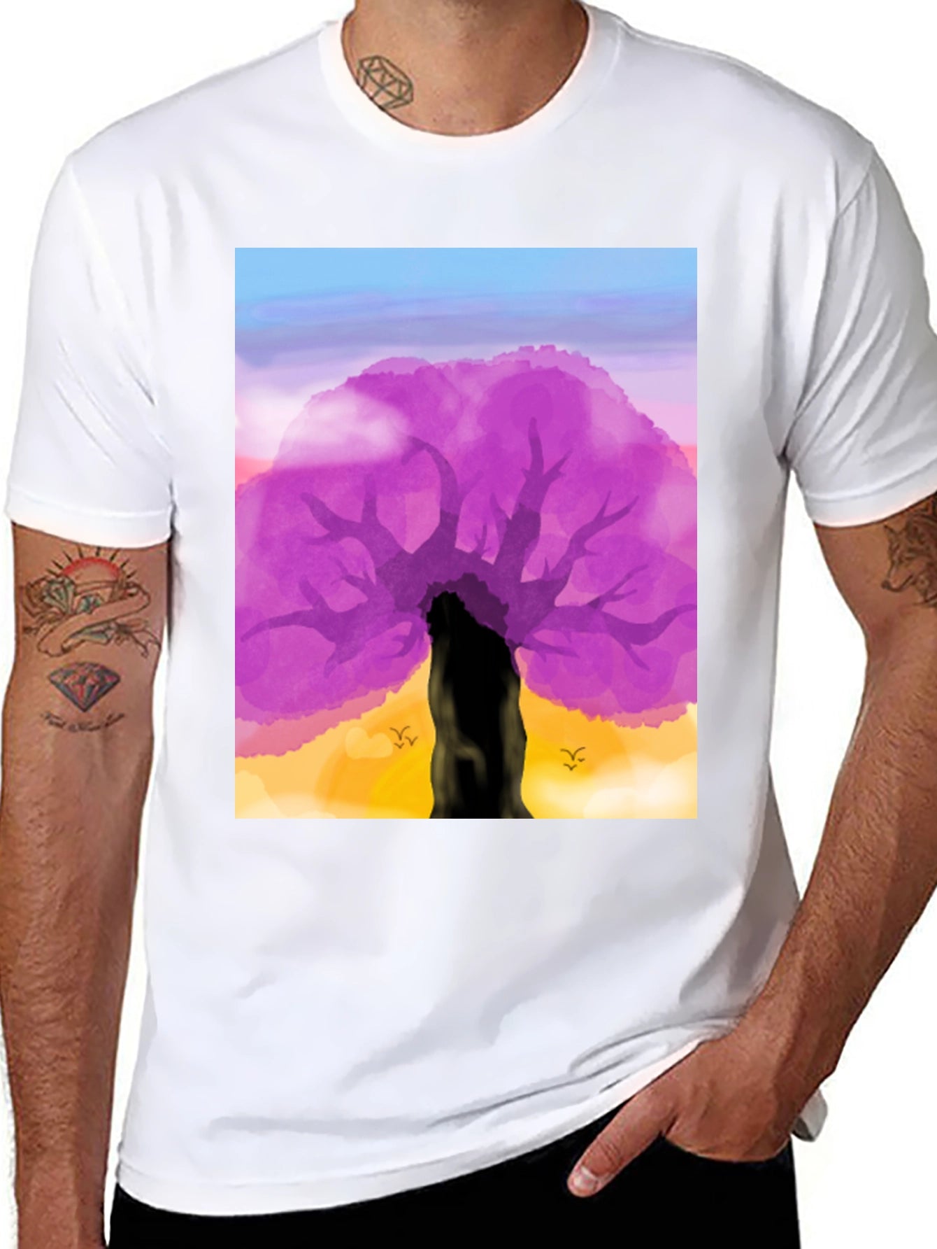Purple Tree Graphic Tee - Nature Inspired Design