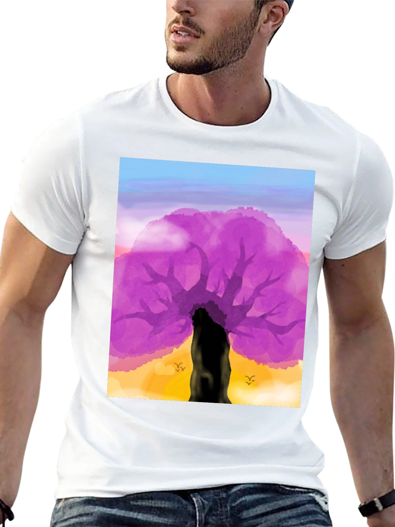 Purple Tree Graphic Tee - Nature Inspired Design