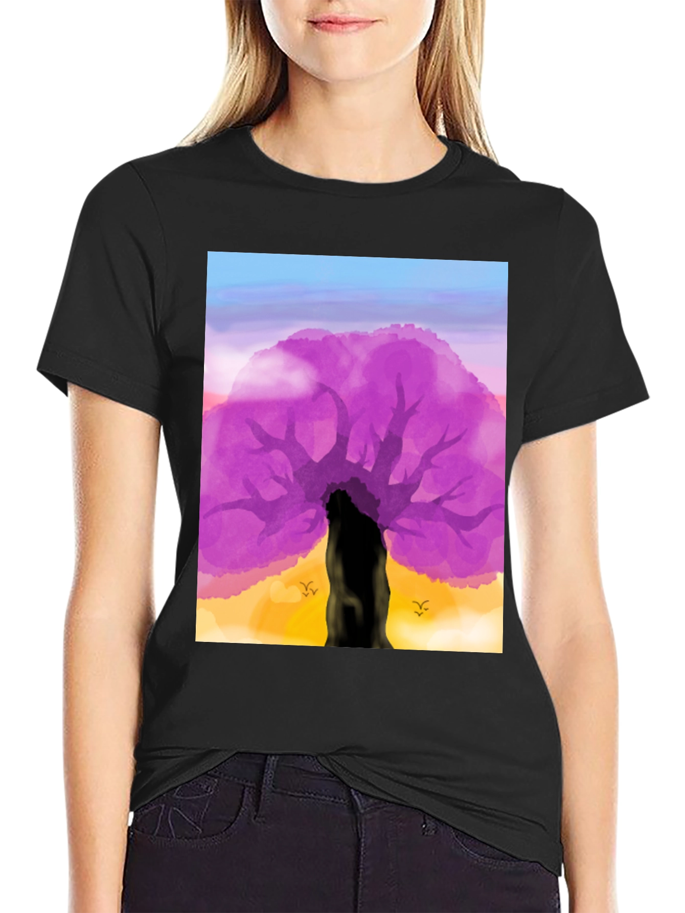 Purple Tree Graphic Tee - Nature Inspired Design