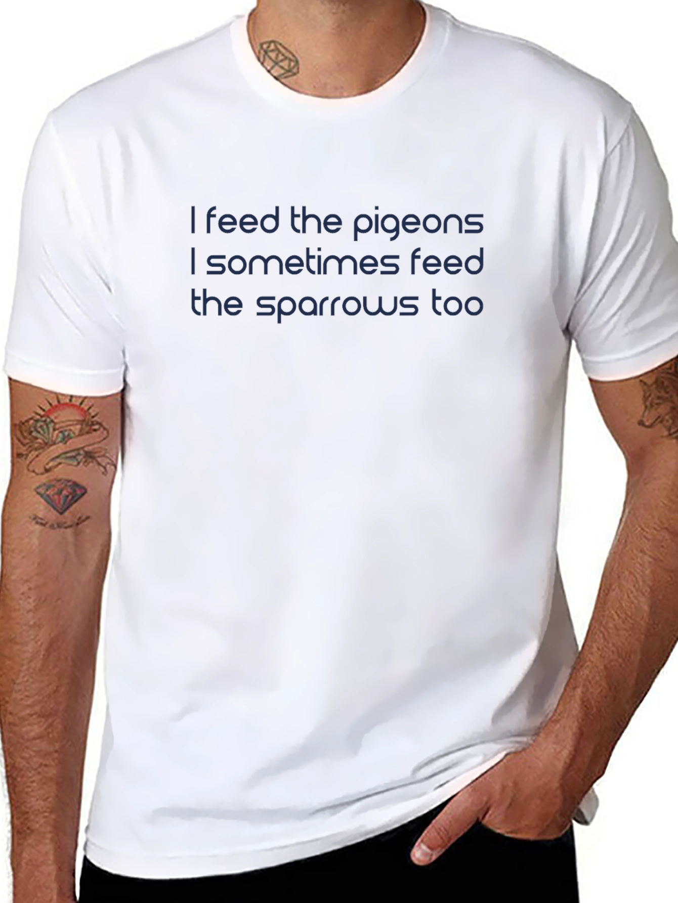 I Feed The Pigeons T-Shirt - Dark Blue Text