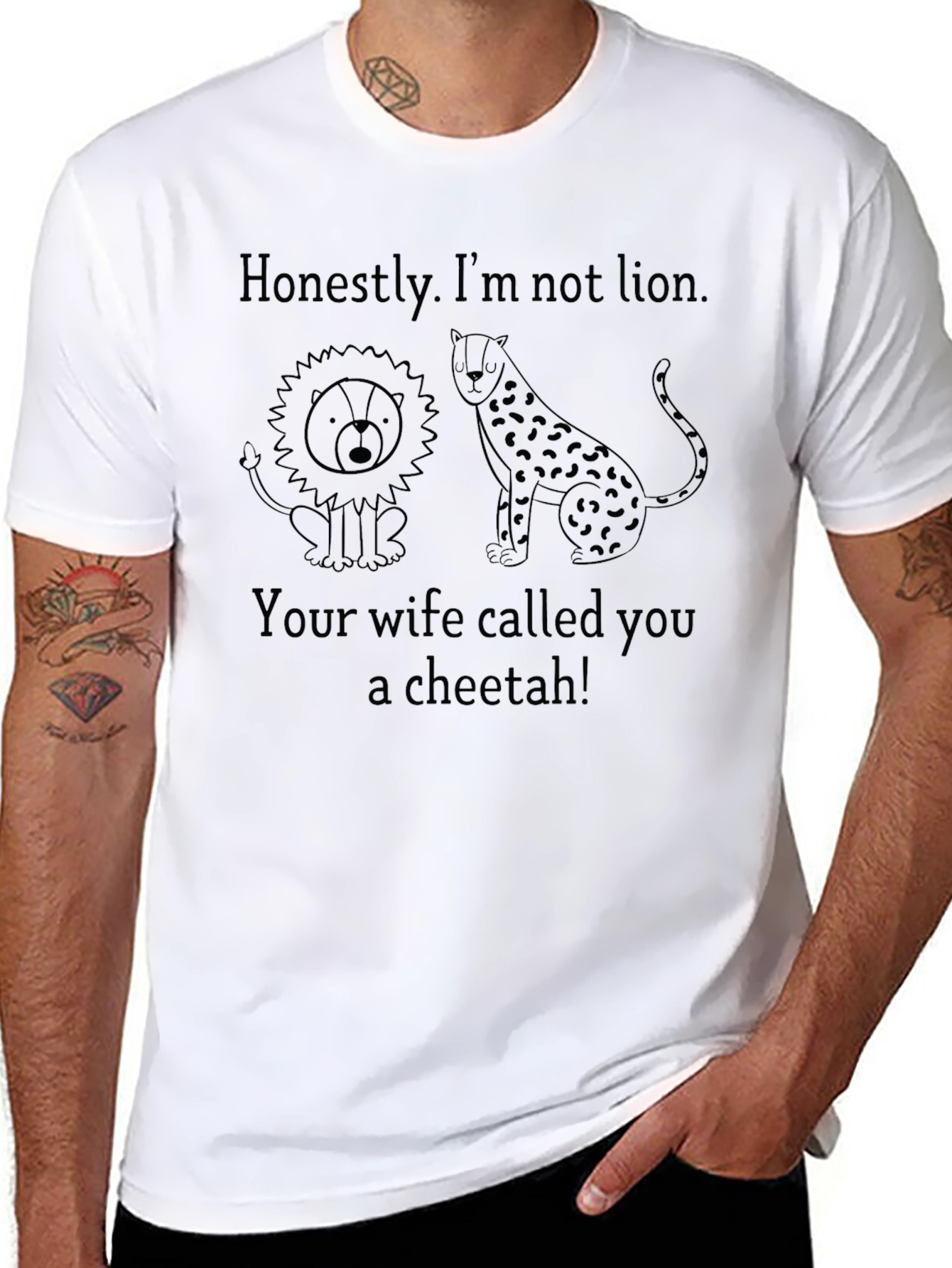 Funny Not Lion Cheetah Joke Black T-Shirt