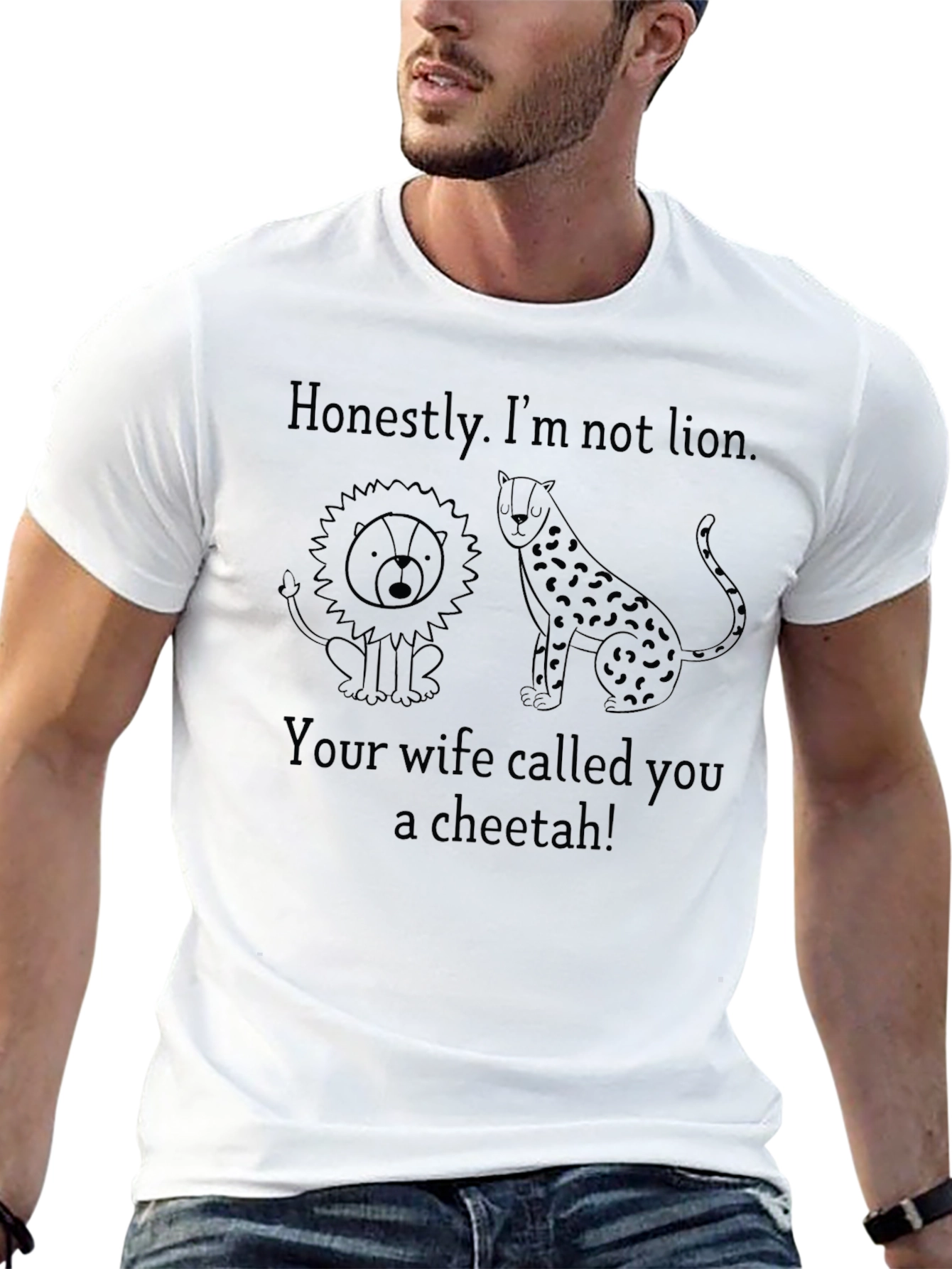 Funny Not Lion Cheetah Joke Black T-Shirt