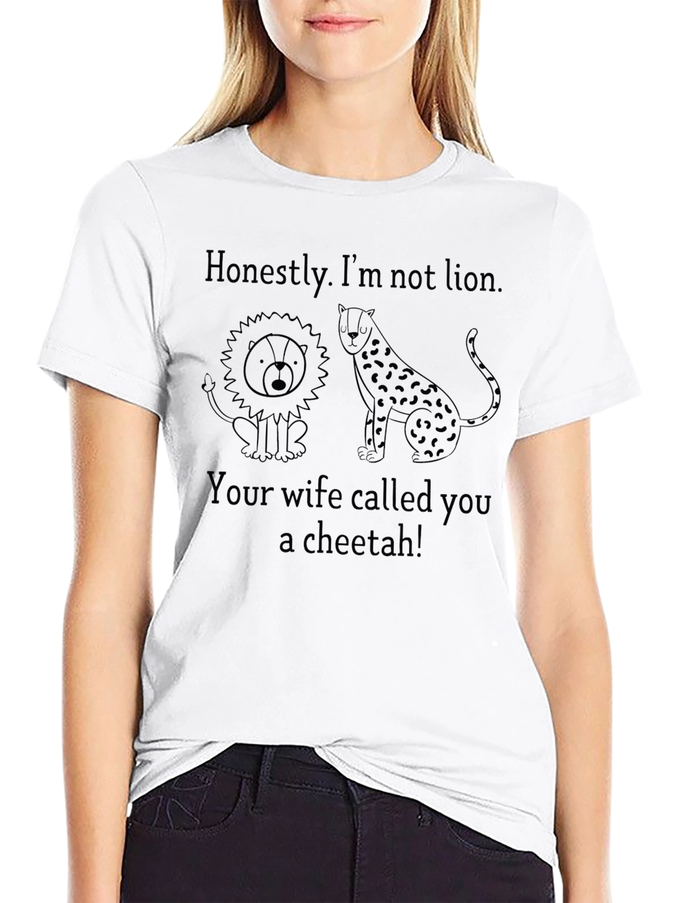 Funny Not Lion Cheetah Joke Black T-Shirt