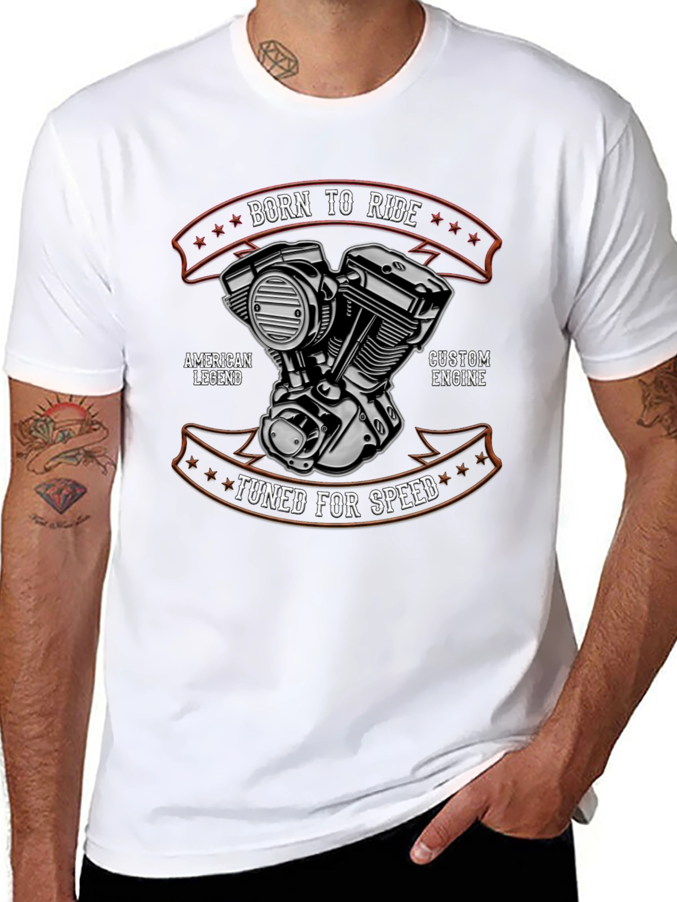 Born To Ride T-Shirt - Custom Engine Design