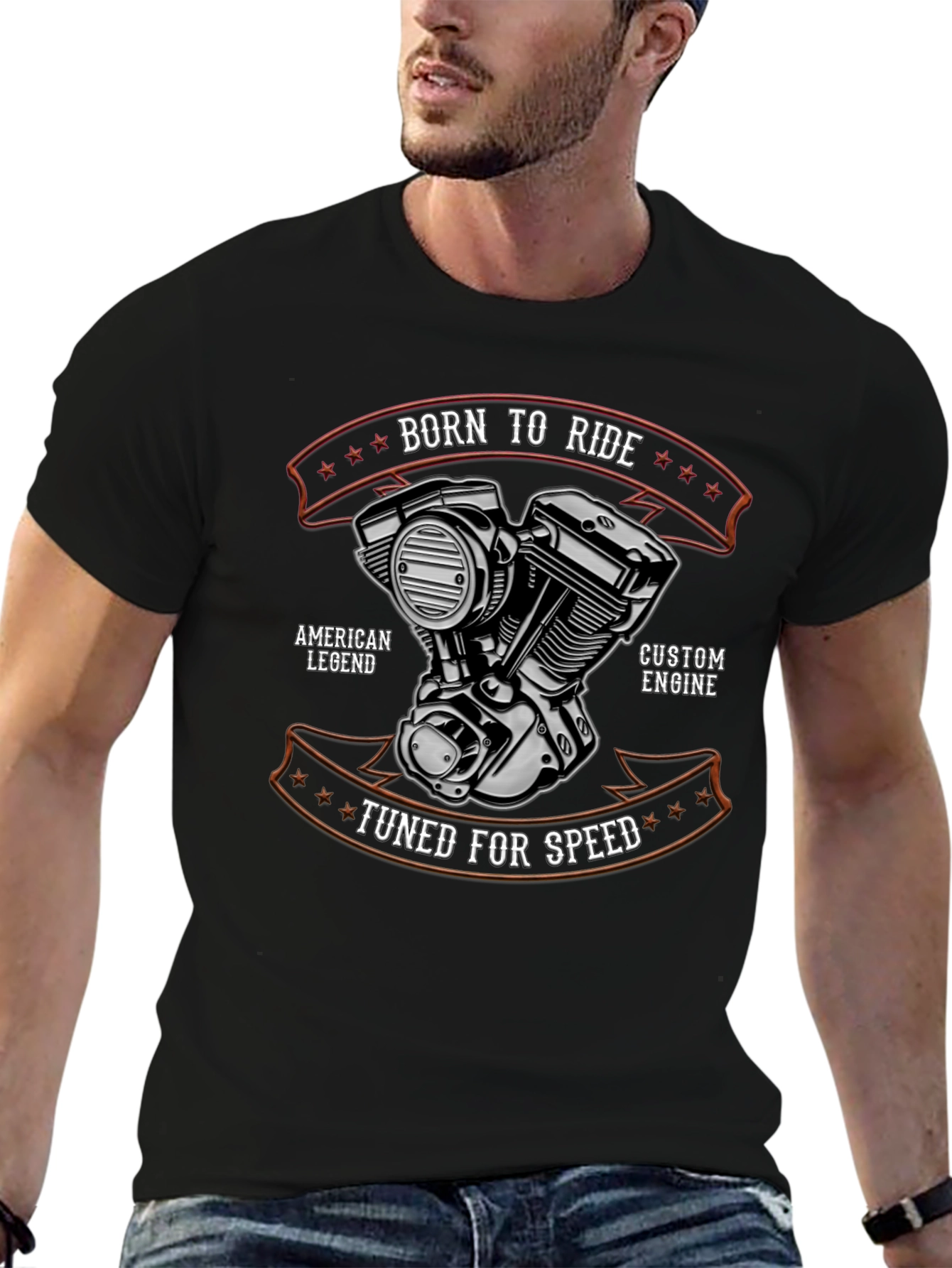 Born To Ride T-Shirt - Custom Engine Design