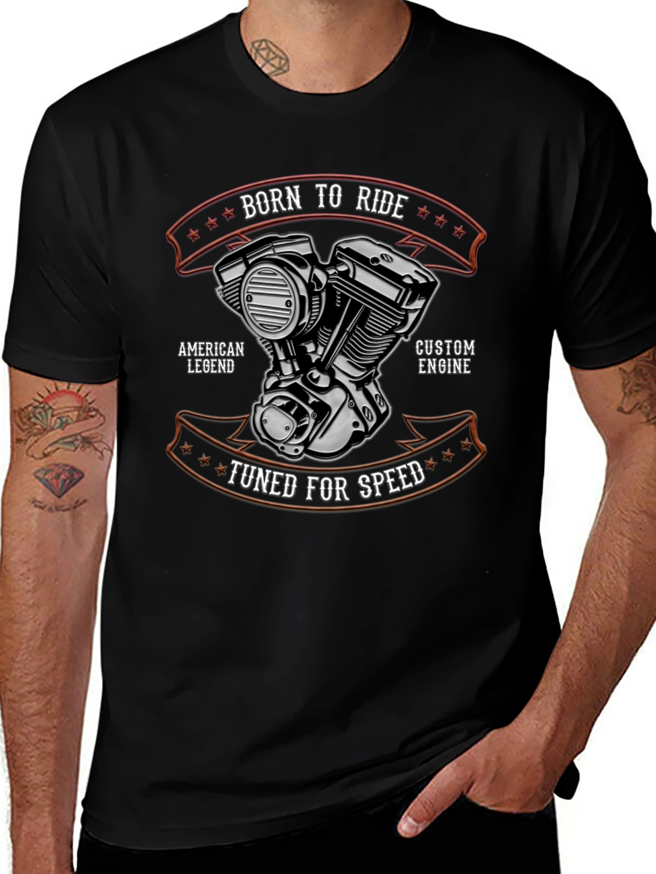 Born To Ride T-Shirt - Custom Engine Design