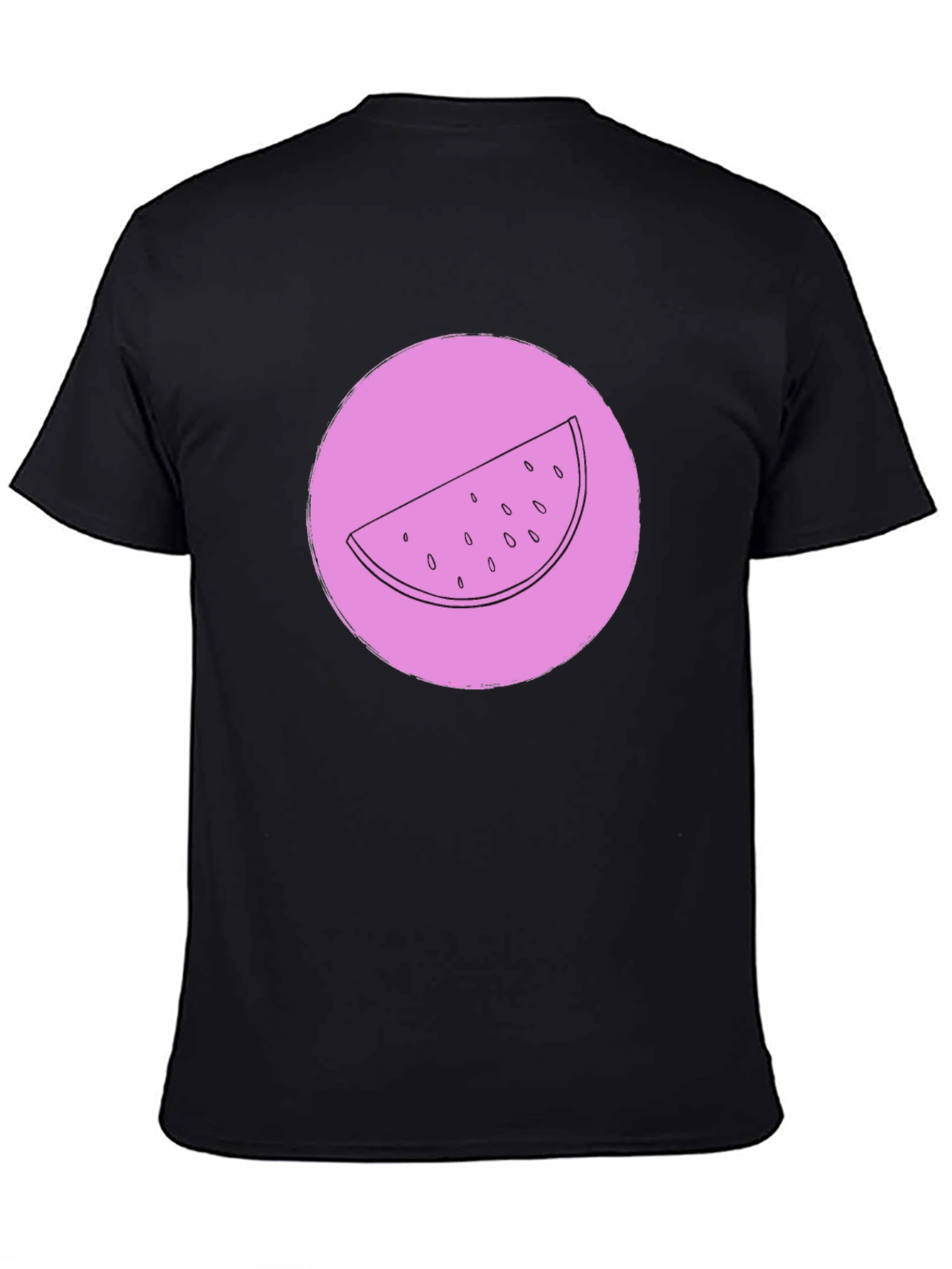 Watermelon Slice Graphic Tee - Black Crew Neck
