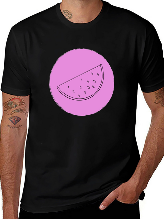 Watermelon Slice Graphic Tee - Black Crew Neck