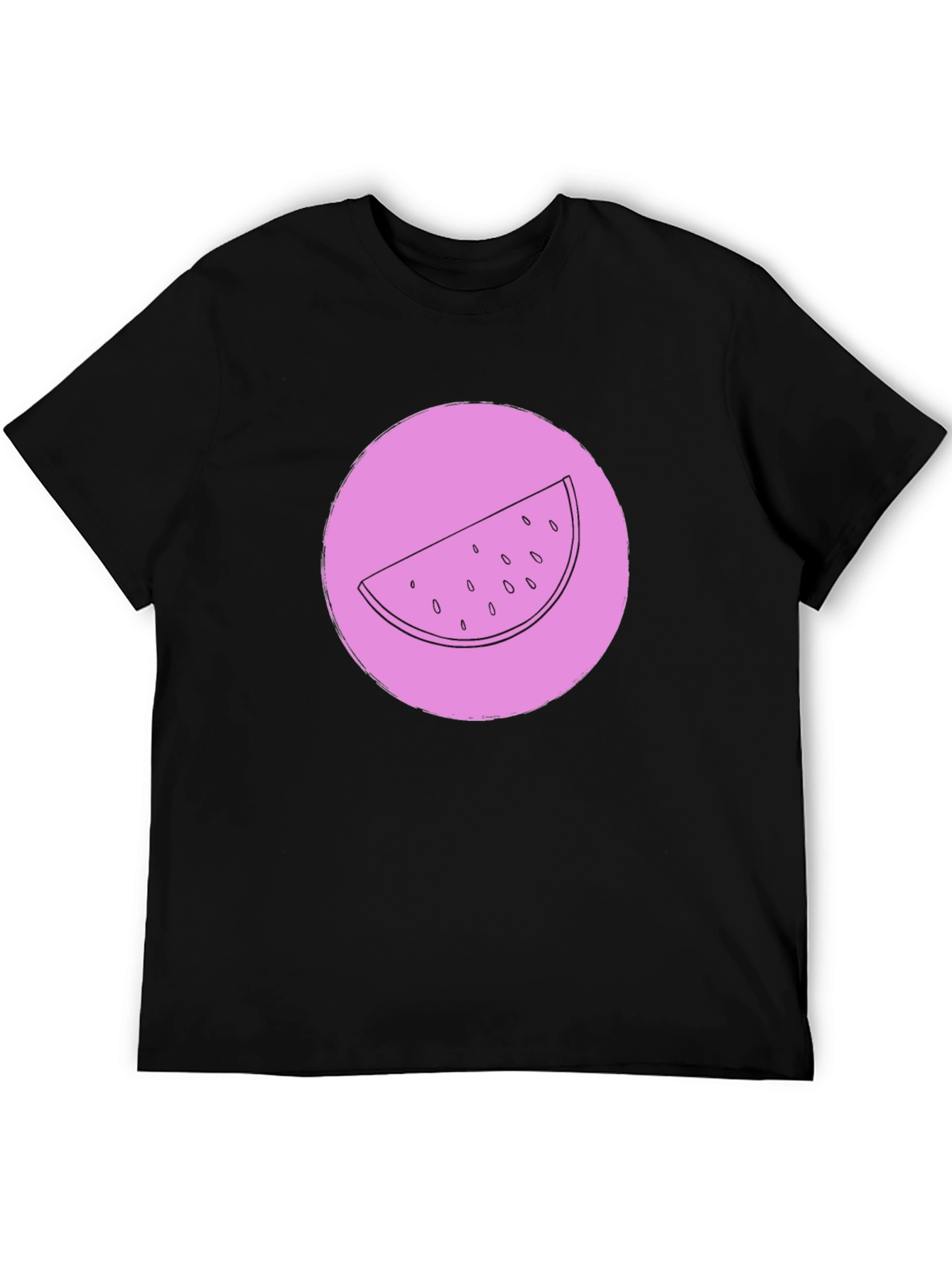 Watermelon Slice Graphic Tee - Black Crew Neck