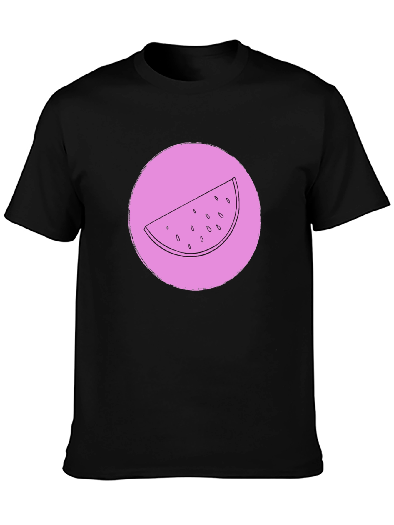 Watermelon Slice Graphic Tee - Black Crew Neck