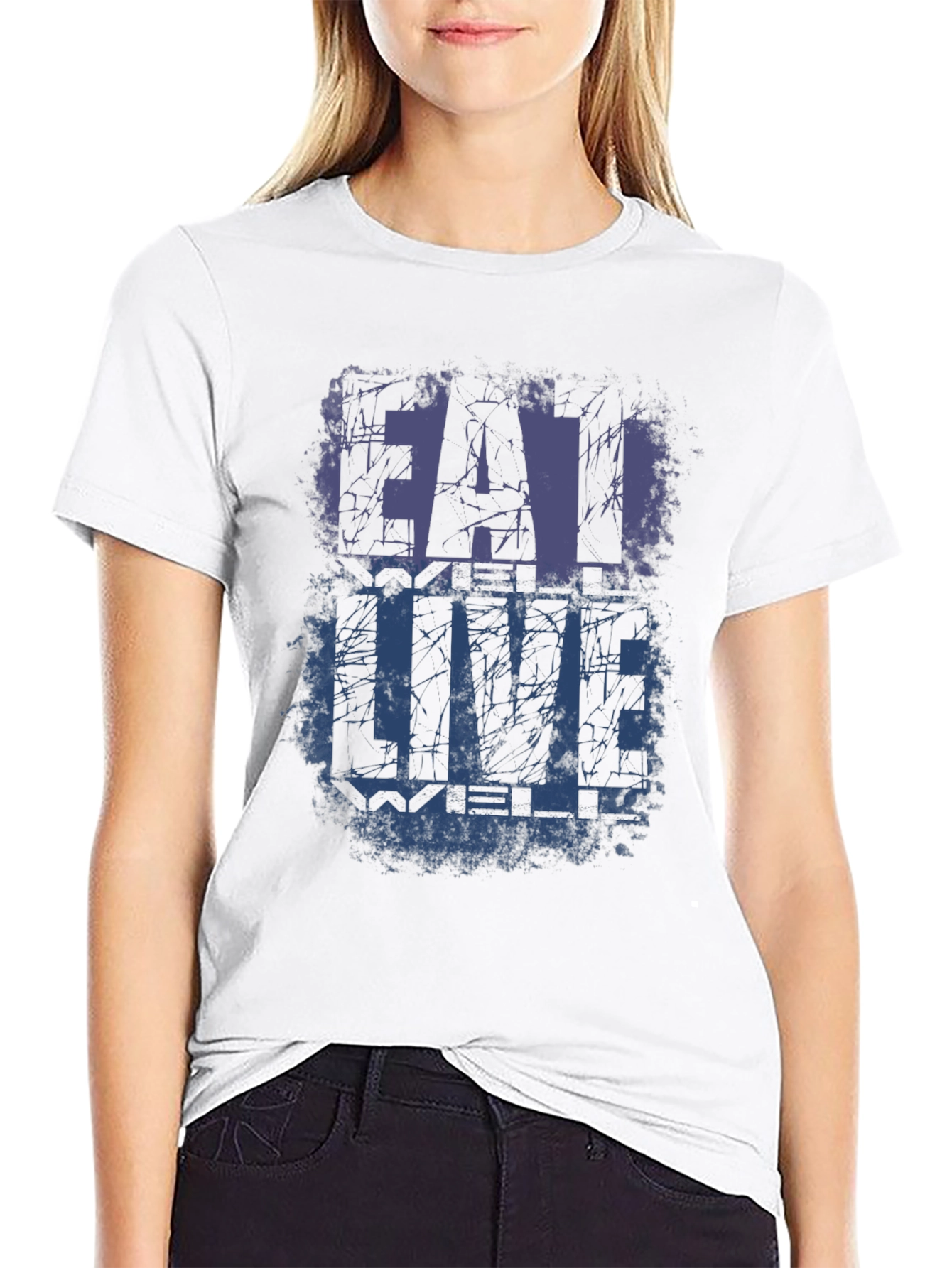 Eat Well Live Well Black Graphic T-Shirt