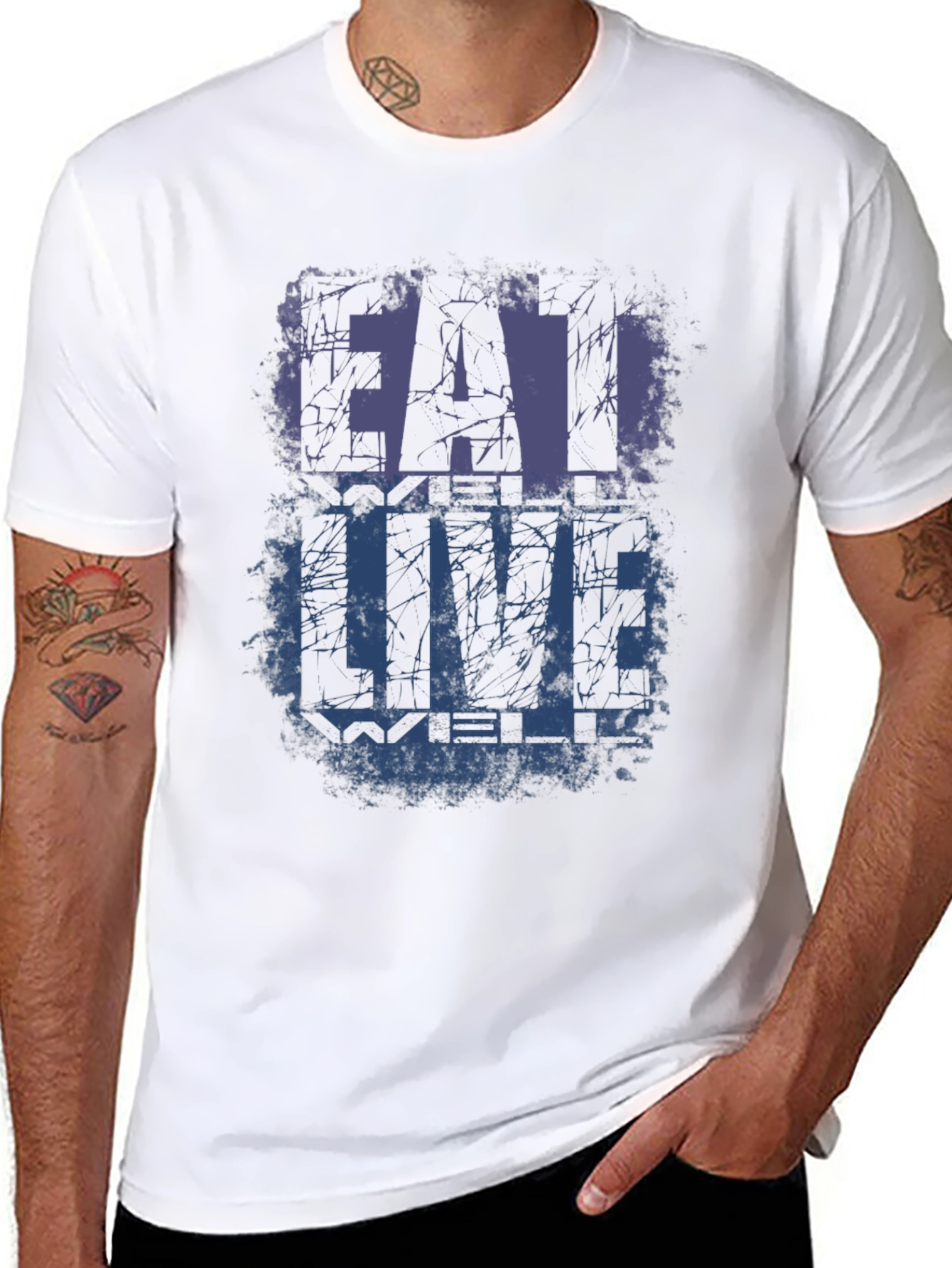 Eat Well Live Well Black Graphic T-Shirt