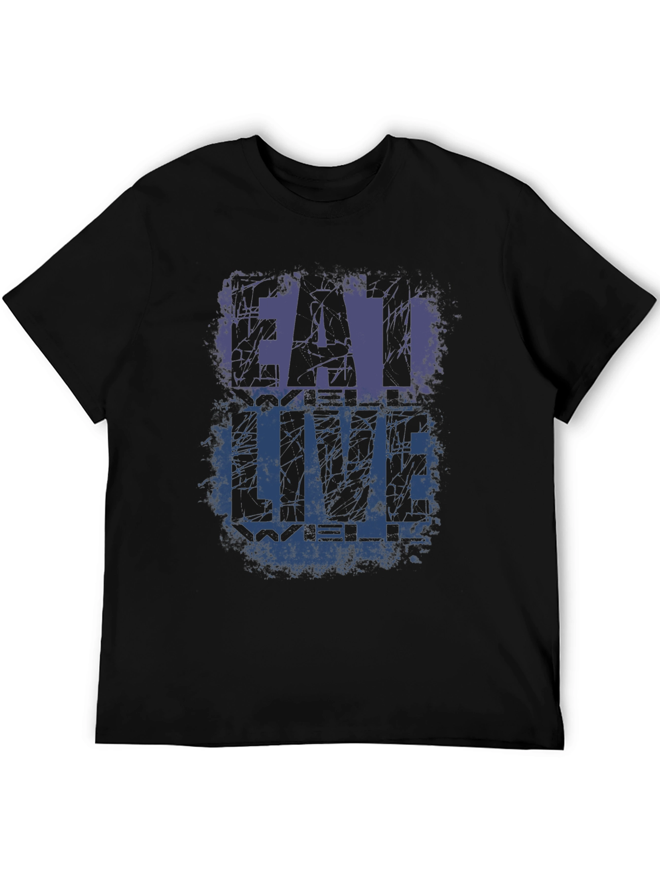 Eat Well Live Well Black Graphic T-Shirt