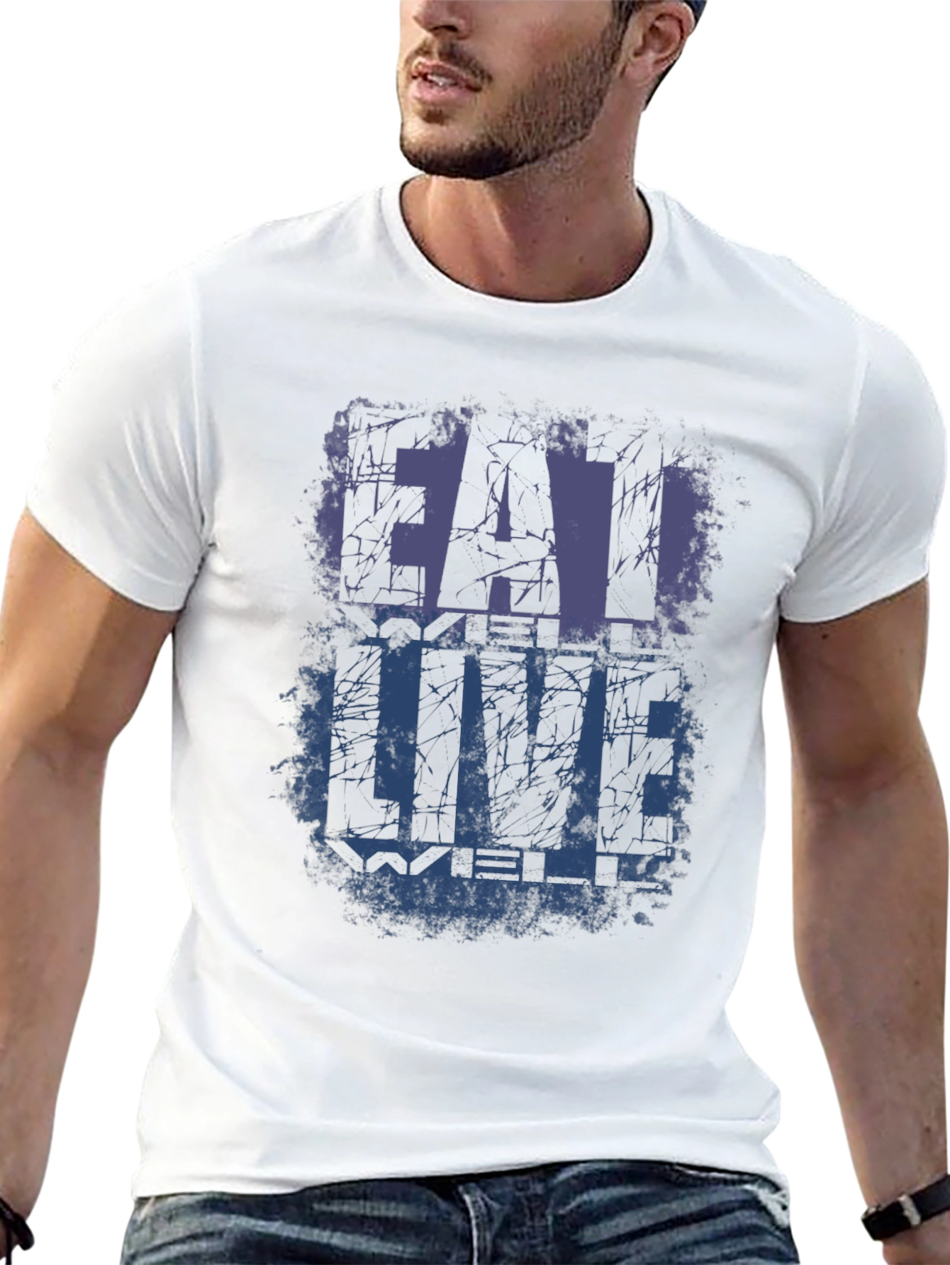 Eat Well Live Well Black Graphic T-Shirt