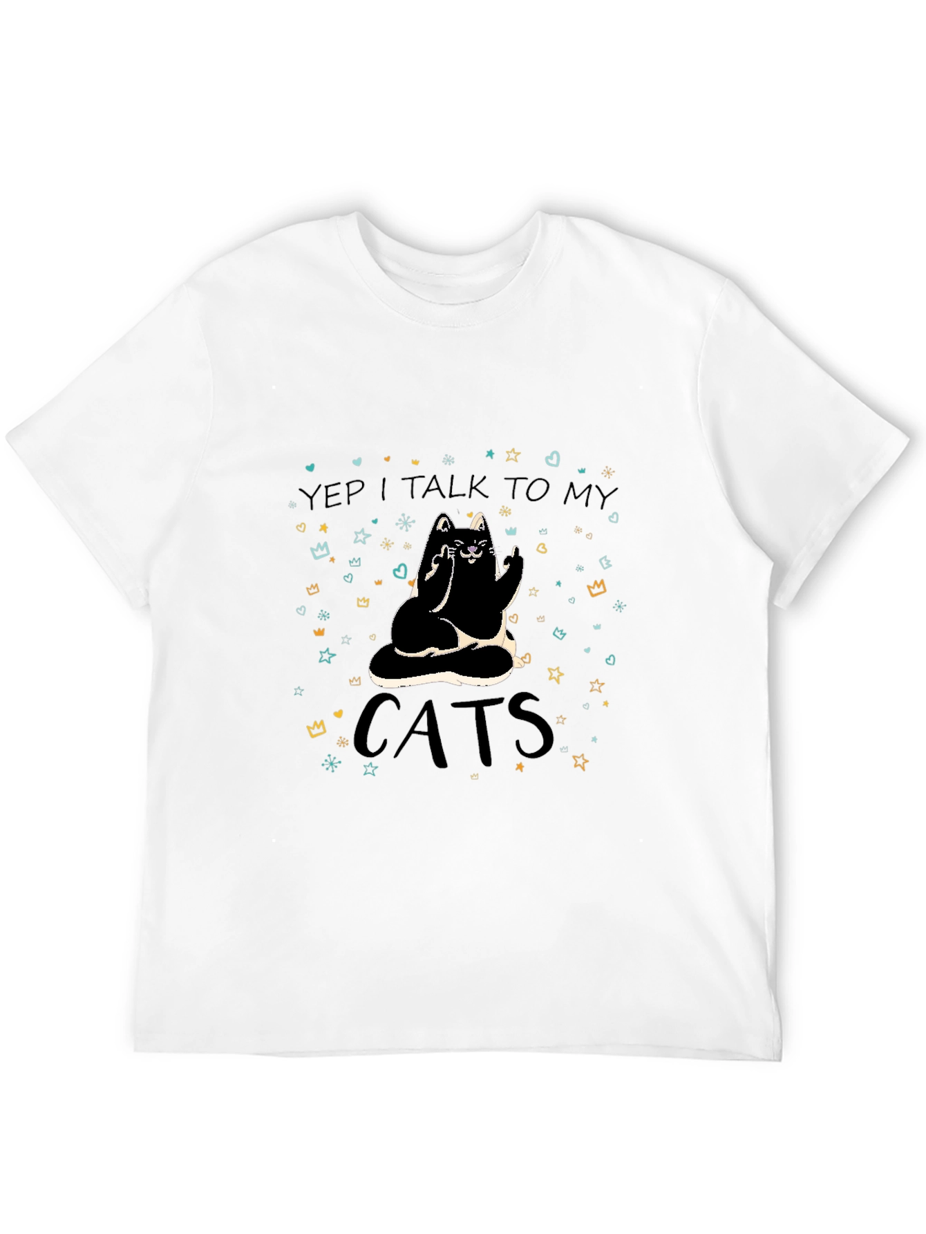 Yep I Talk To My Cats Black T-Shirt