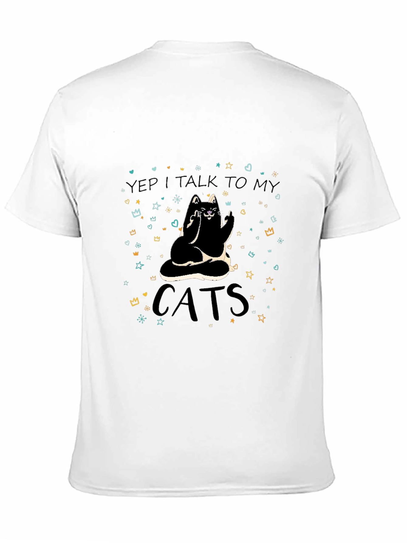 Yep I Talk To My Cats Black T-Shirt