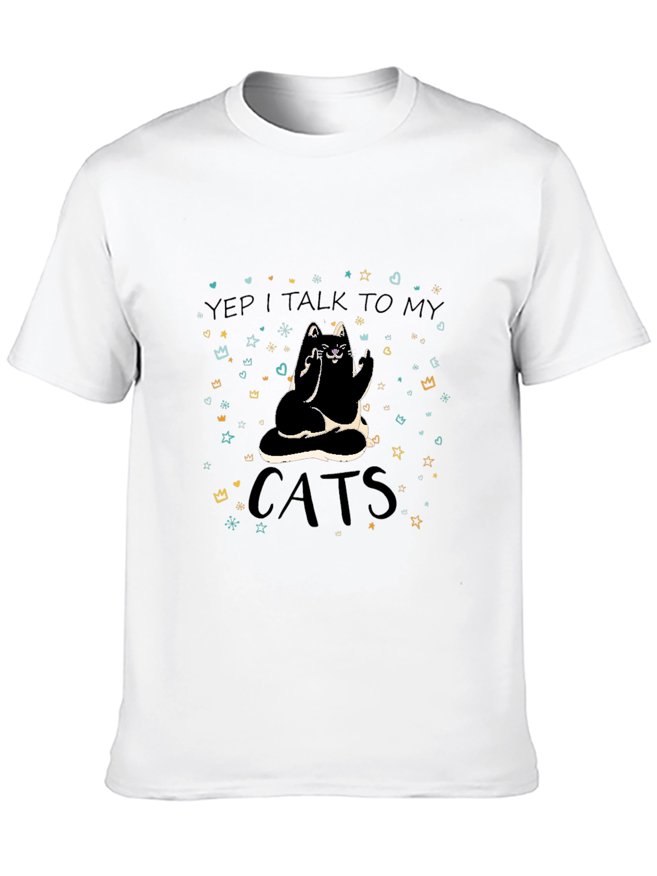 Yep I Talk To My Cats Black T-Shirt