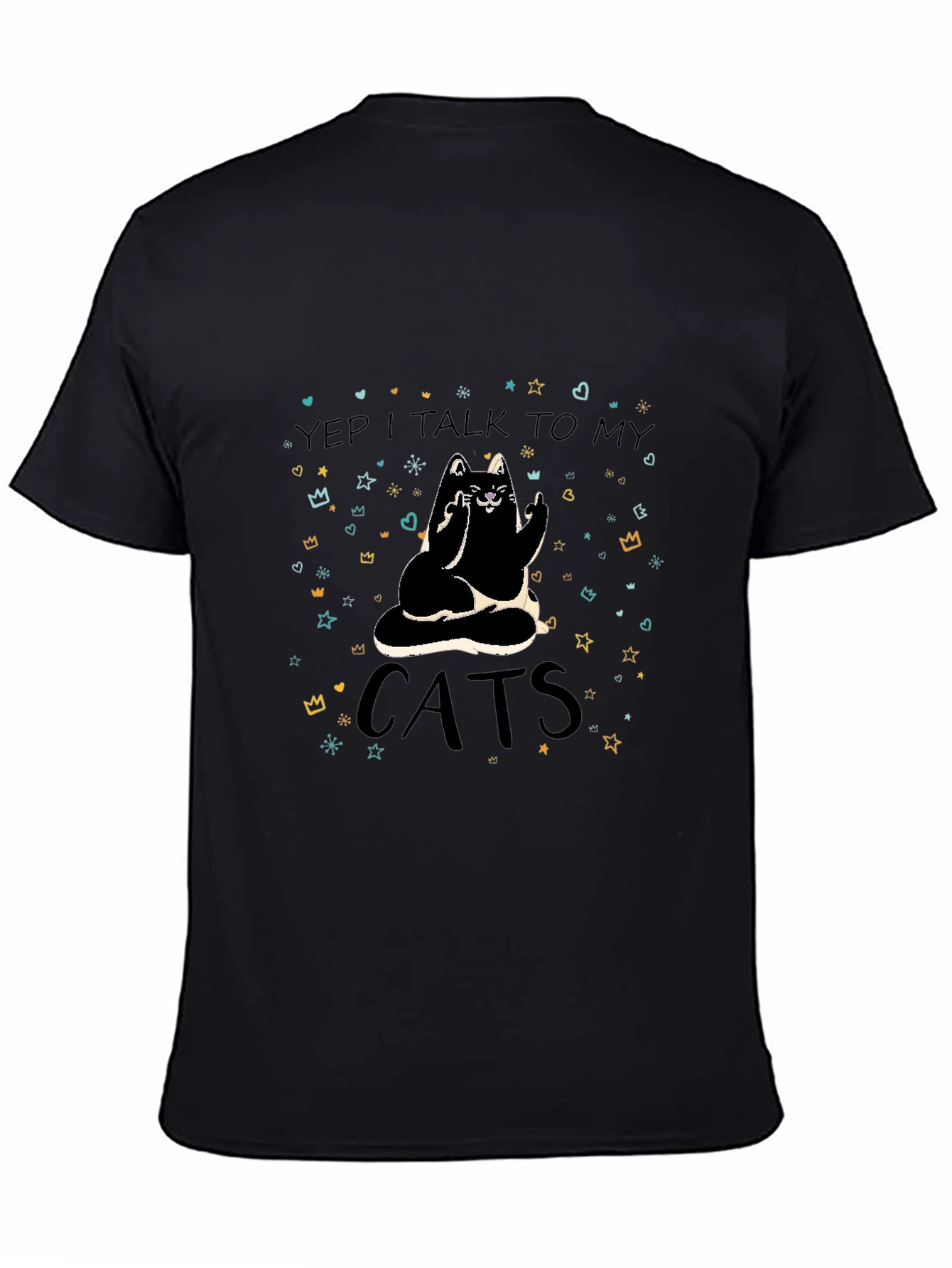 Yep I Talk To My Cats Black T-Shirt