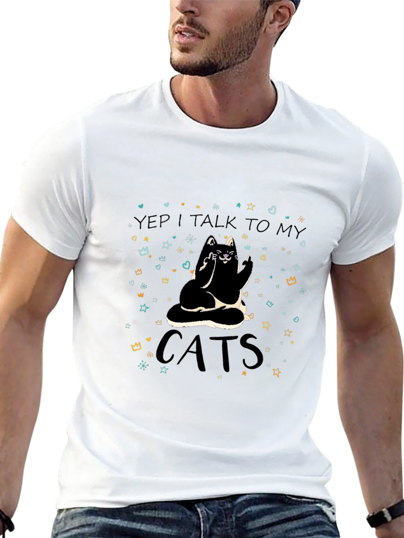 Yep I Talk To My Cats Black T-Shirt