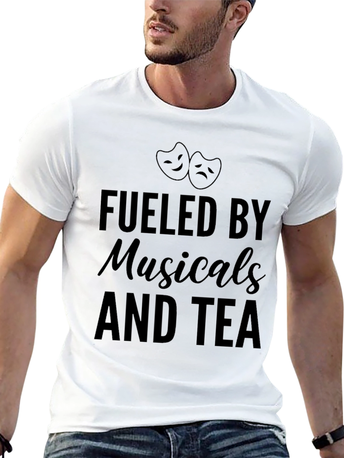 Fueled by Musicals and Tea Black Graphic T-Shirt