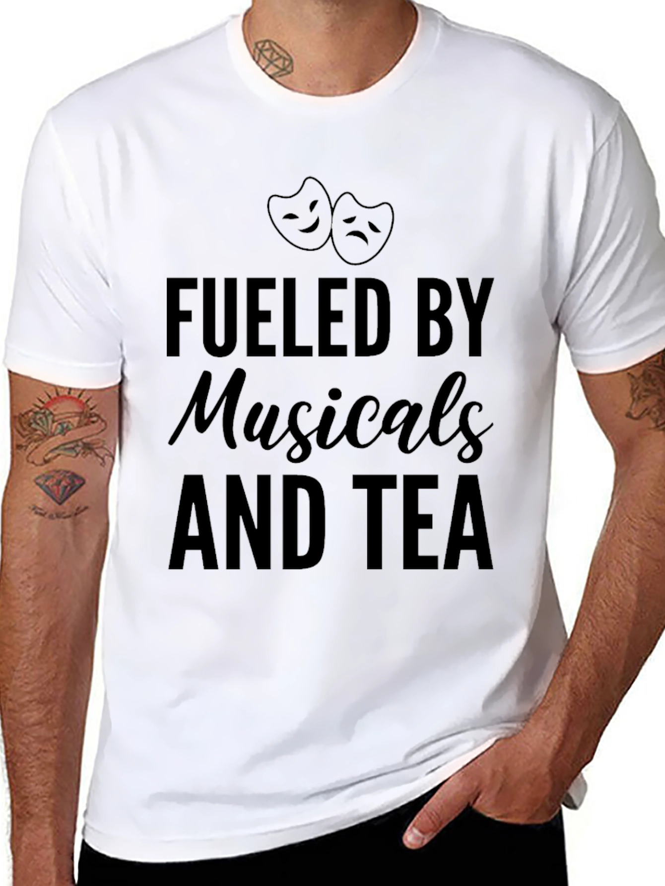 Fueled by Musicals and Tea Black Graphic T-Shirt