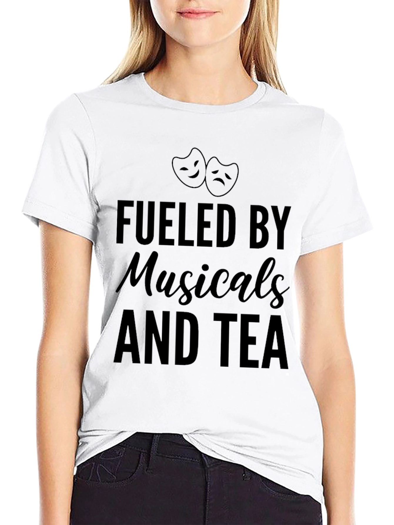 Fueled by Musicals and Tea Black Graphic T-Shirt