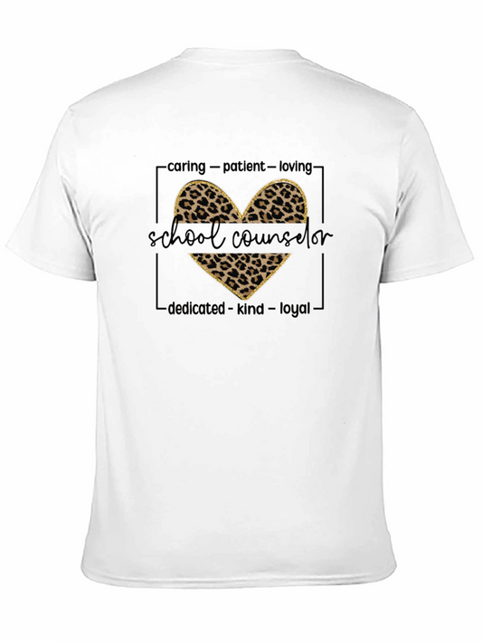 School Counselor Leopard Heart T-Shirt