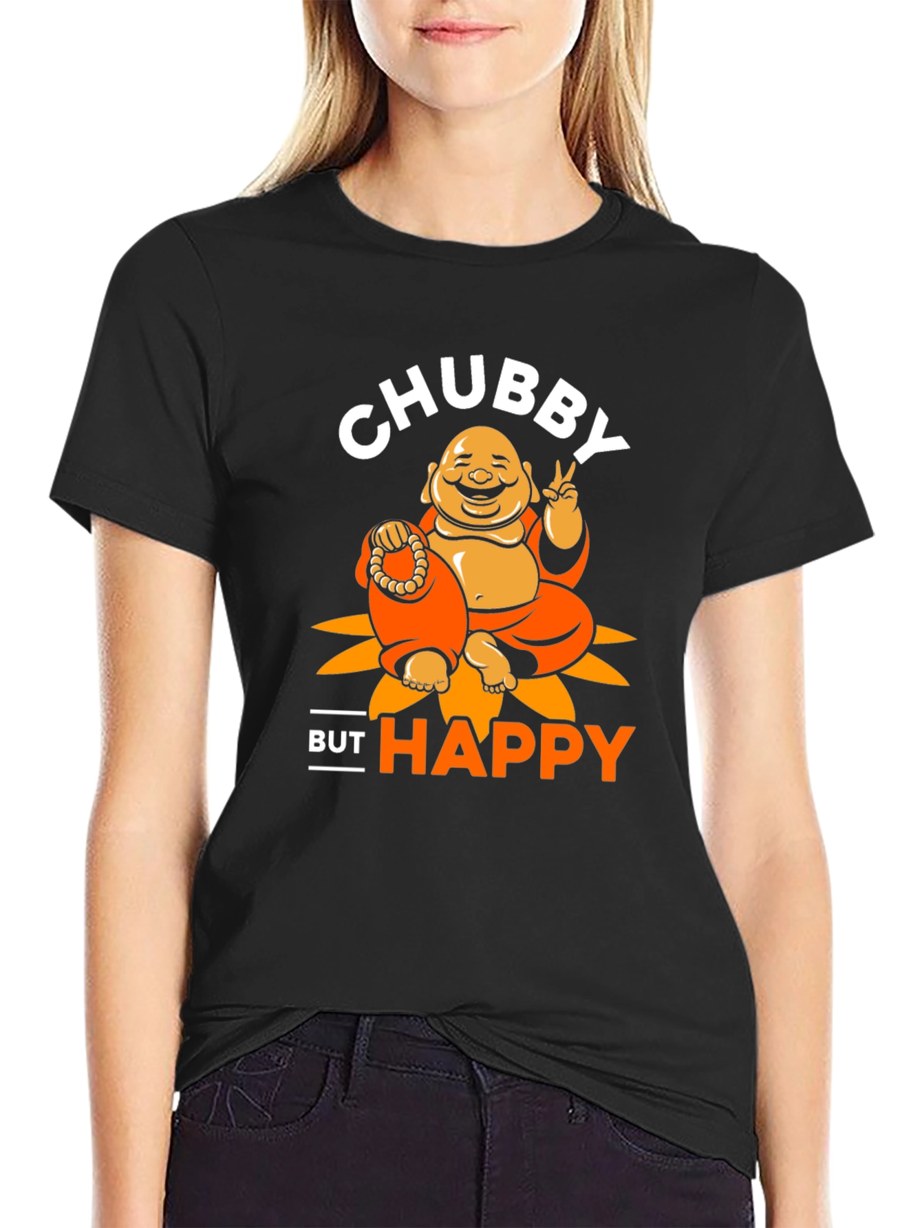 Chubby Buddha Graphic T-Shirt - Happy Vibes
