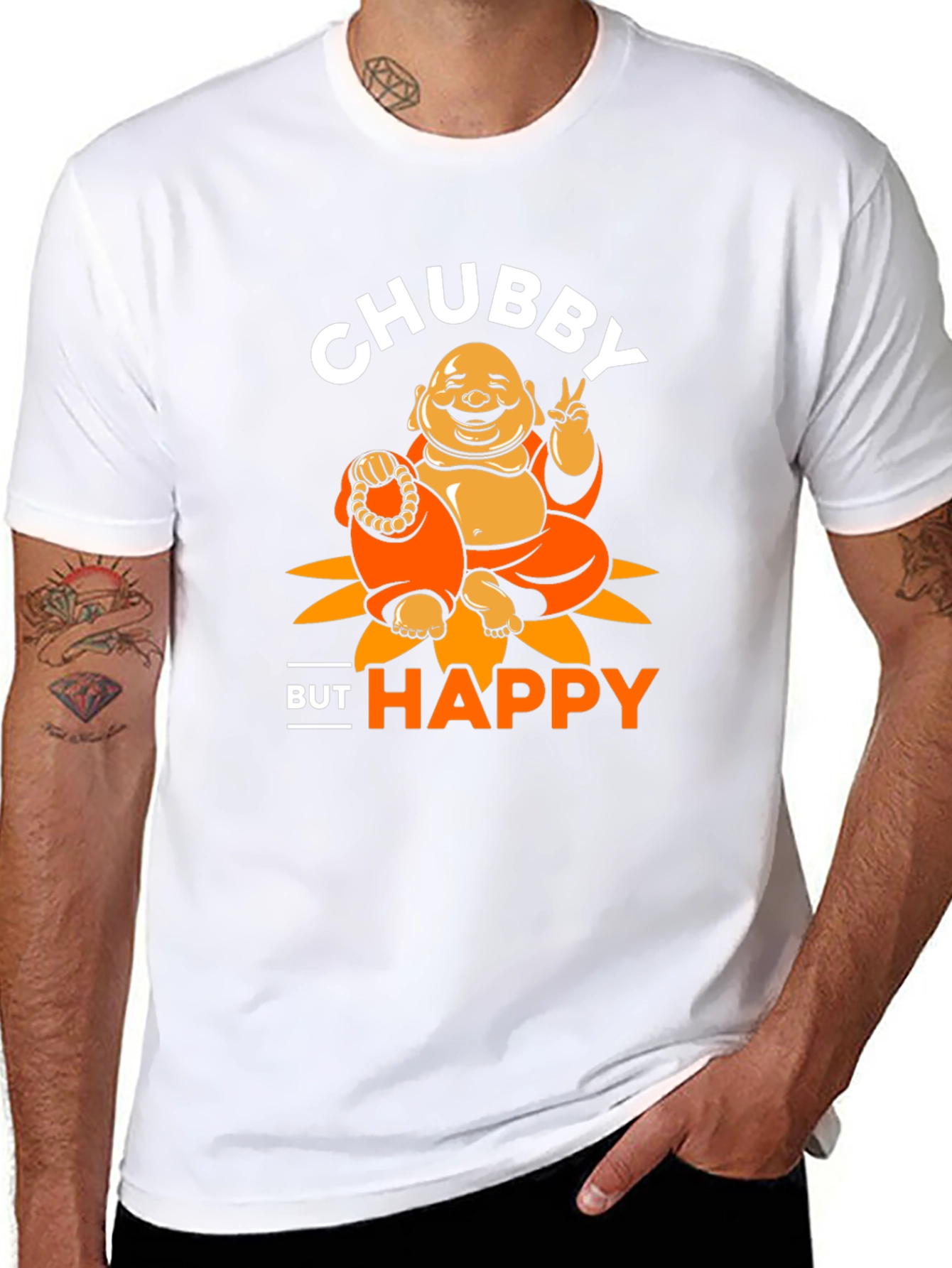 Chubby Buddha Graphic T-Shirt - Happy Vibes