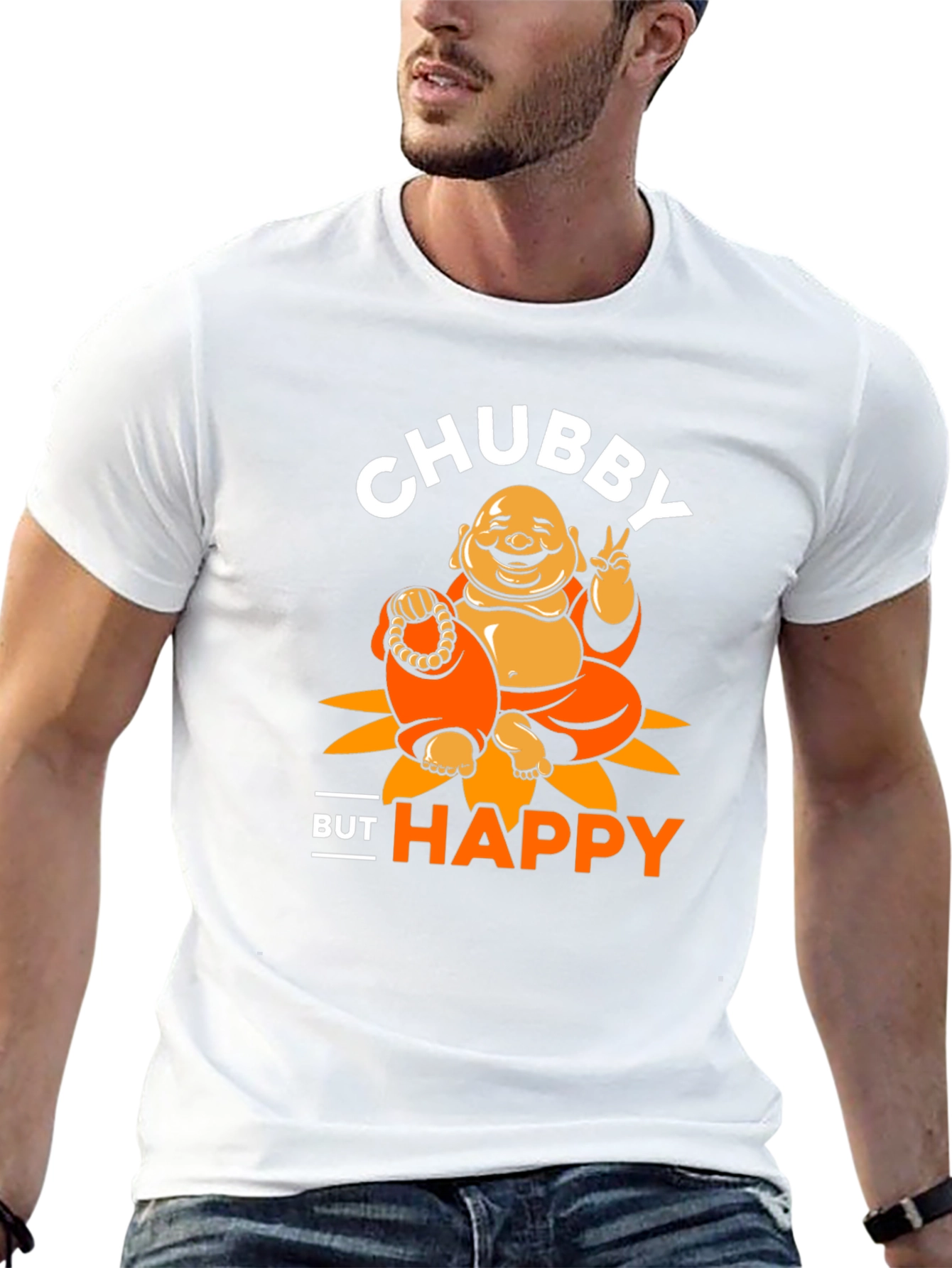 Chubby Buddha Graphic T-Shirt - Happy Vibes
