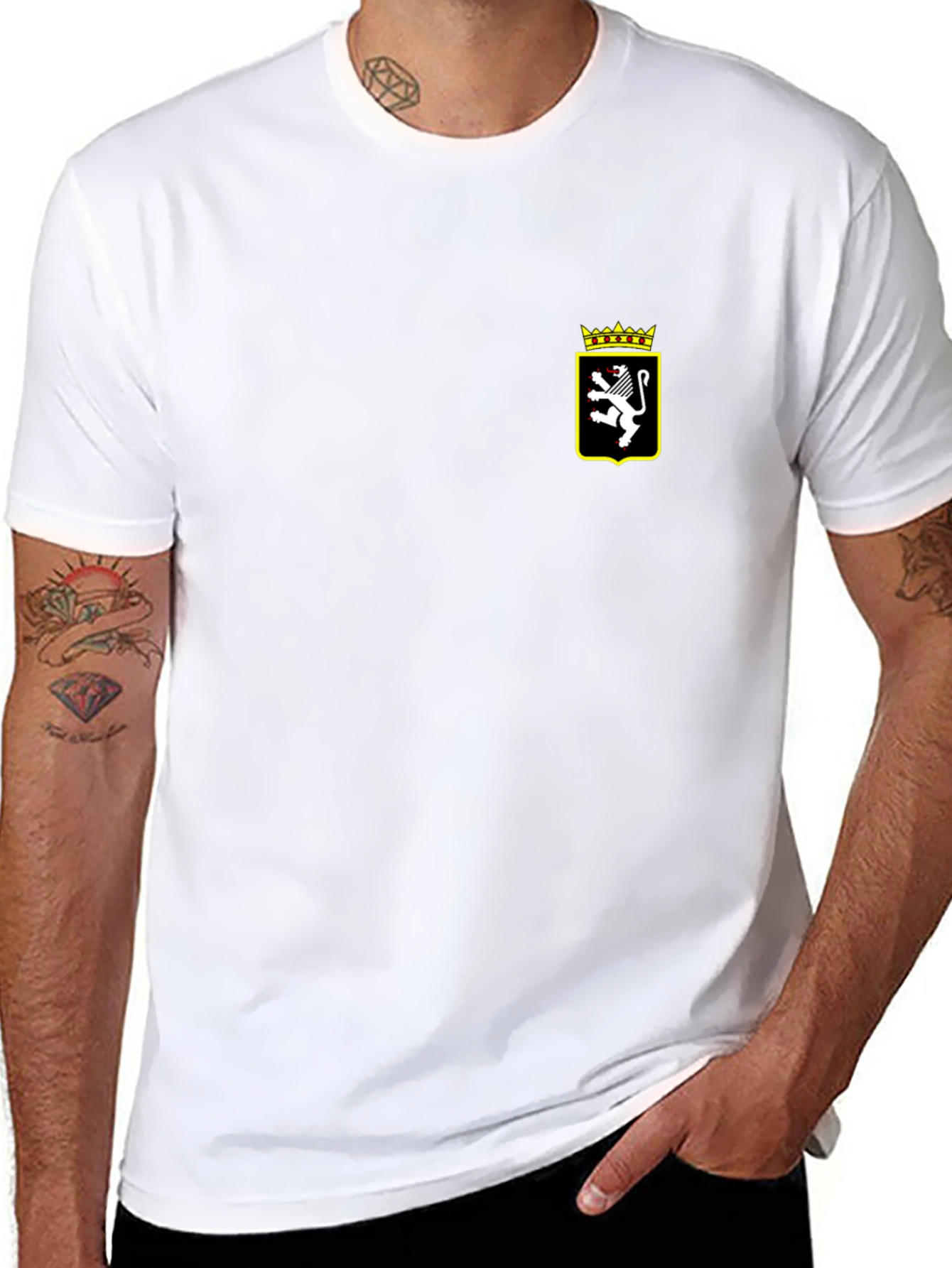 Embroidered Lion Crest Black T-Shirt