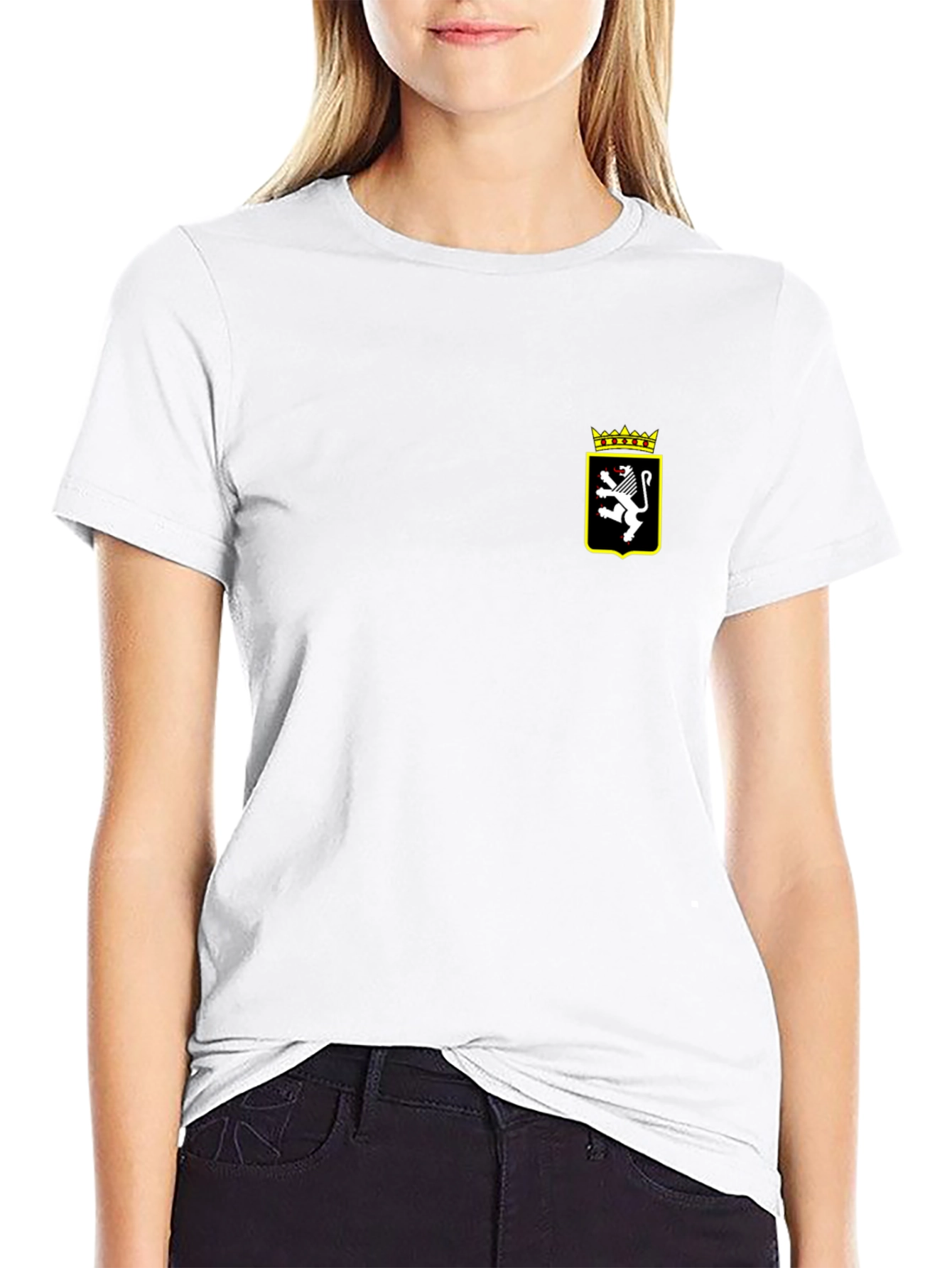 Embroidered Lion Crest Black T-Shirt