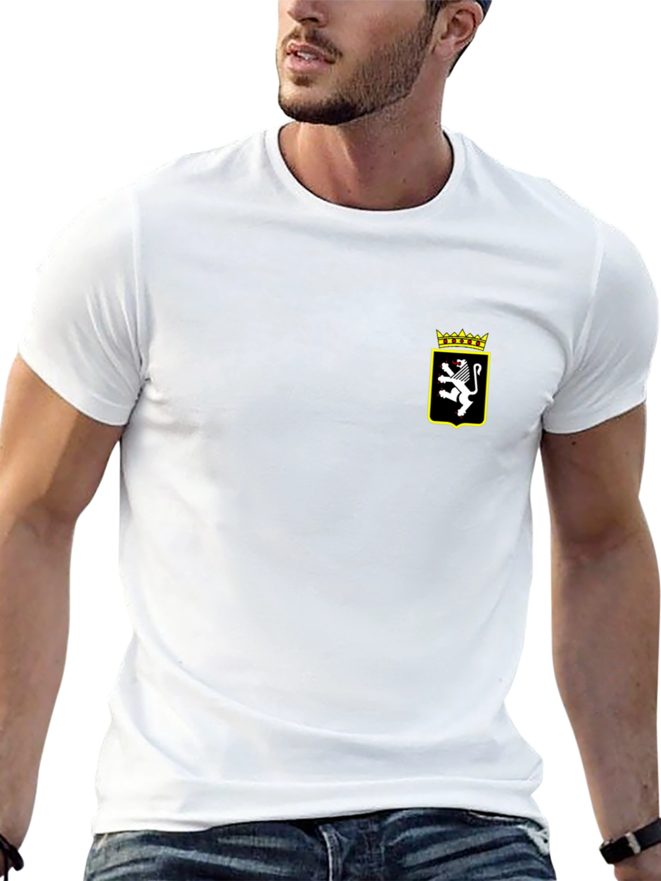 Embroidered Lion Crest Black T-Shirt