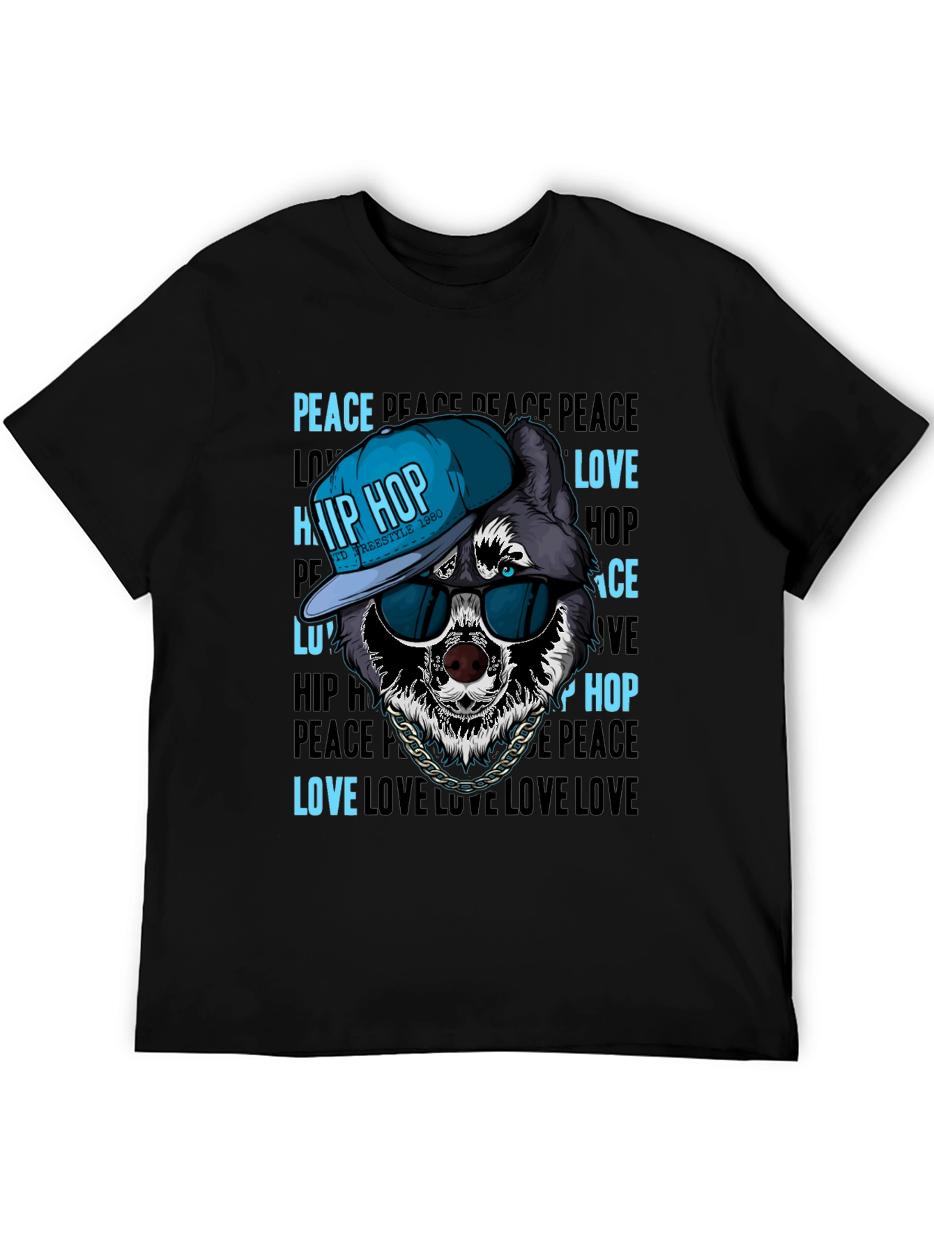 Hip Hop Wolf Graphic T-Shirt
