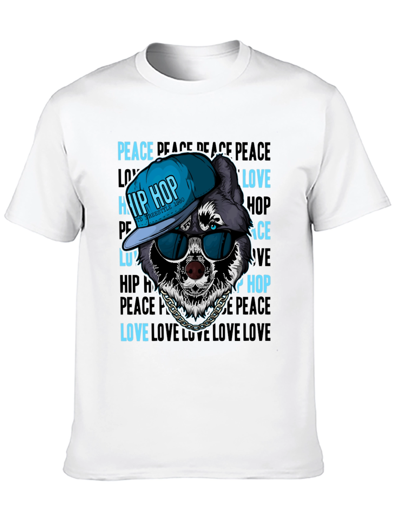 Hip Hop Wolf Graphic T-Shirt