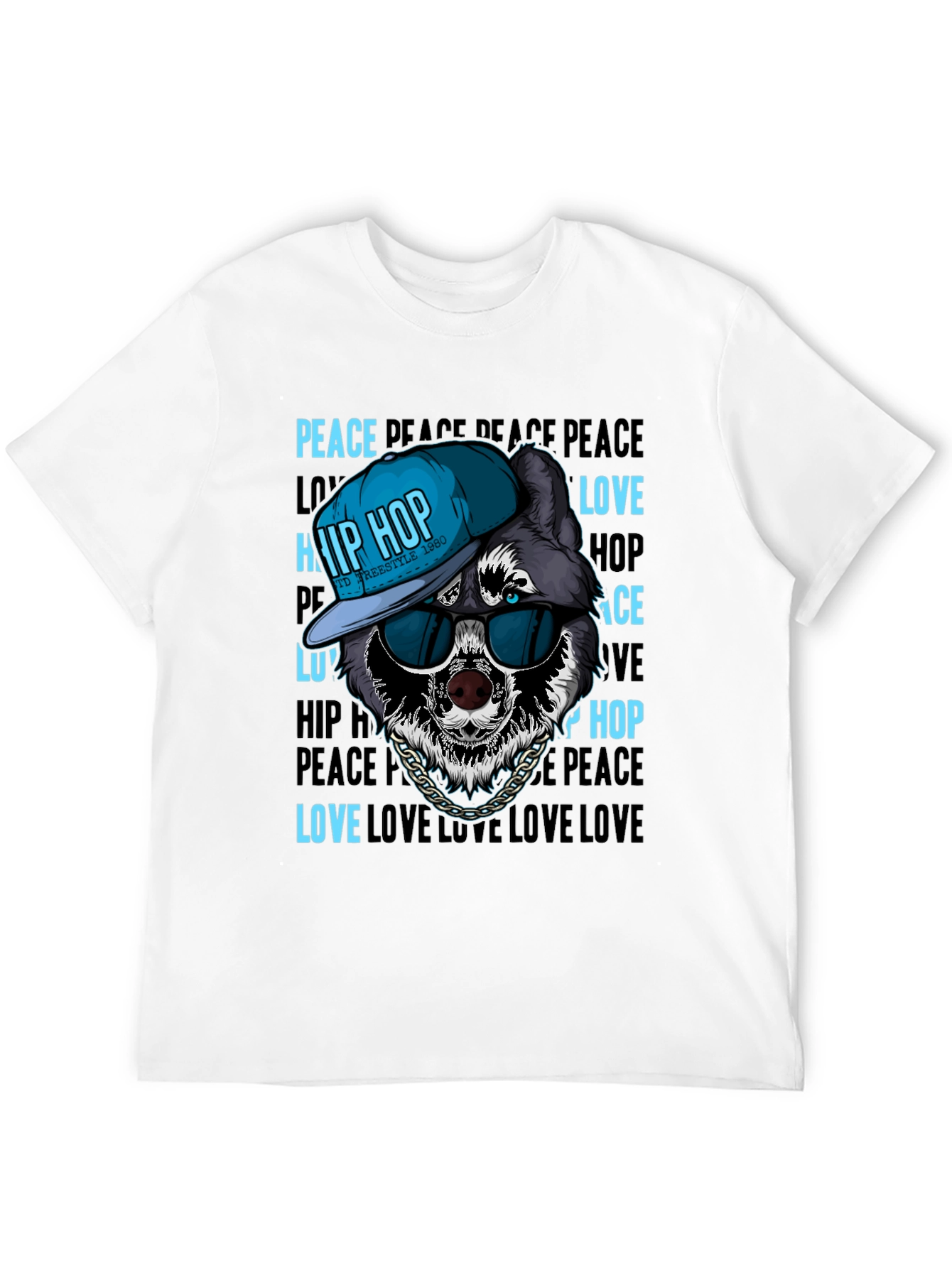 Hip Hop Wolf Graphic T-Shirt