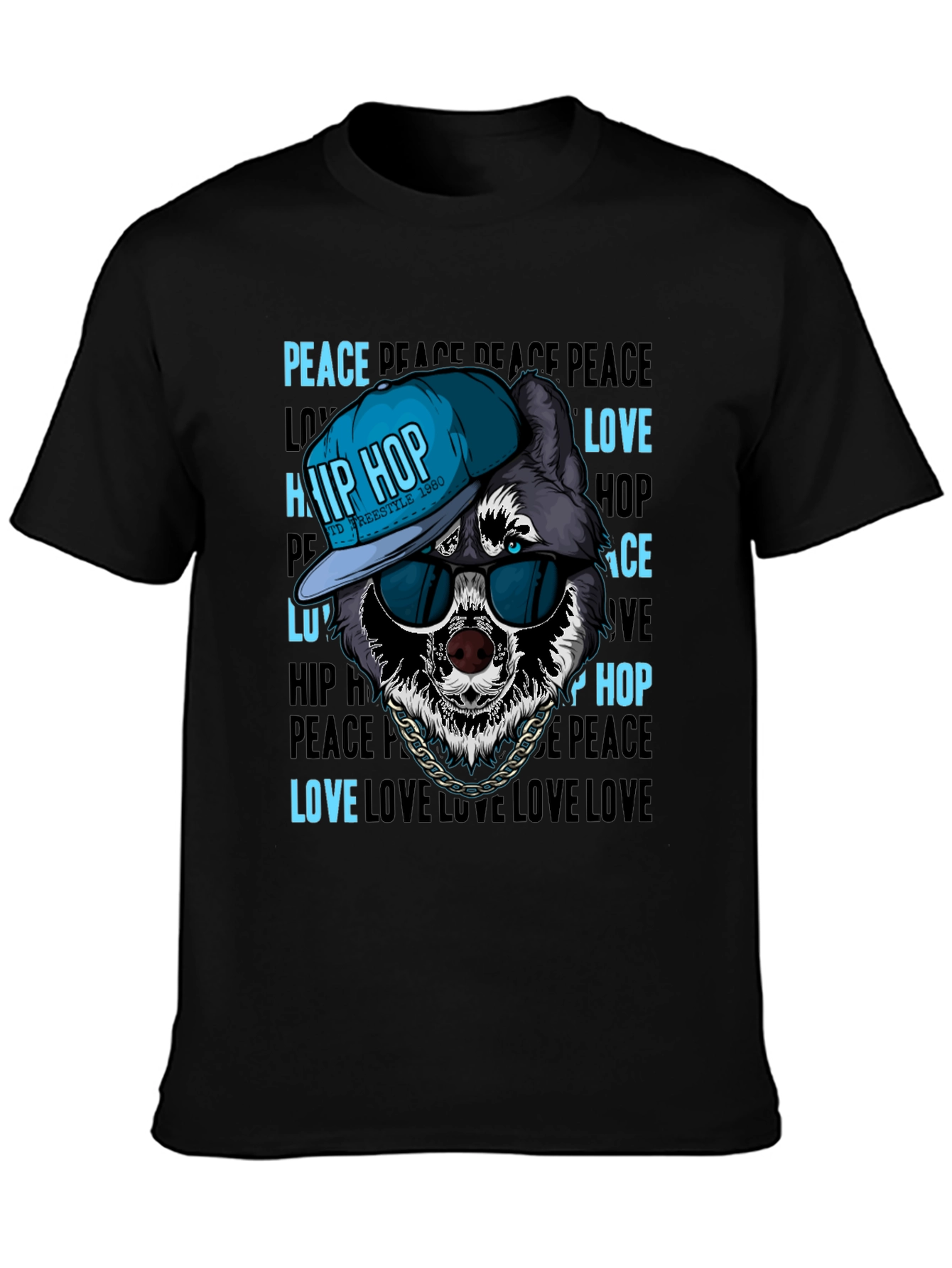 Hip Hop Wolf Graphic T-Shirt