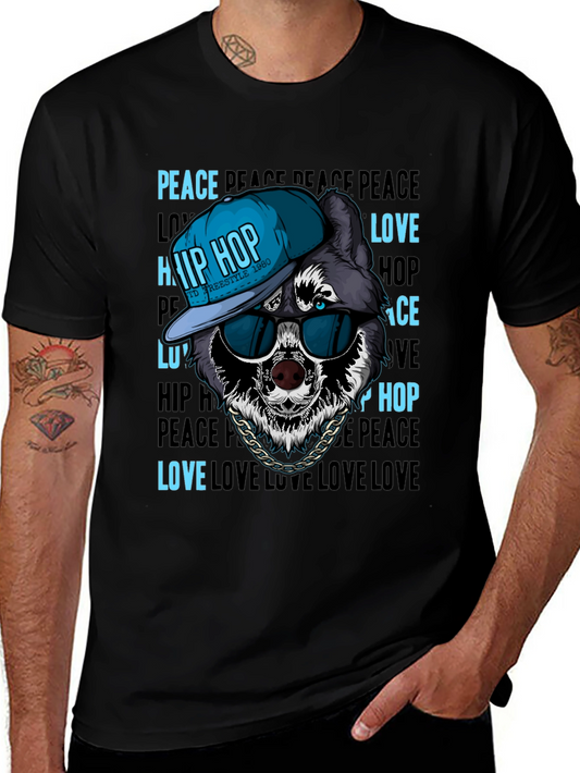 Hip Hop Wolf Graphic T-Shirt