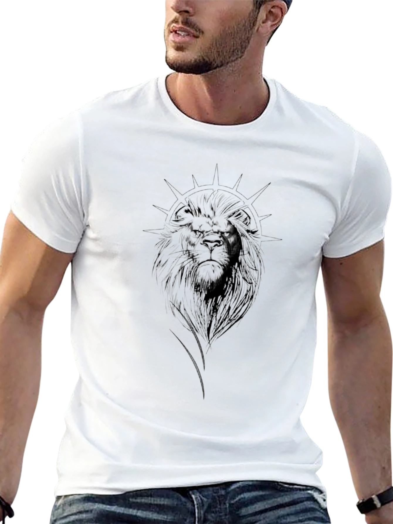 Lion Graphic Black T-Shirt - Mens Modern Style