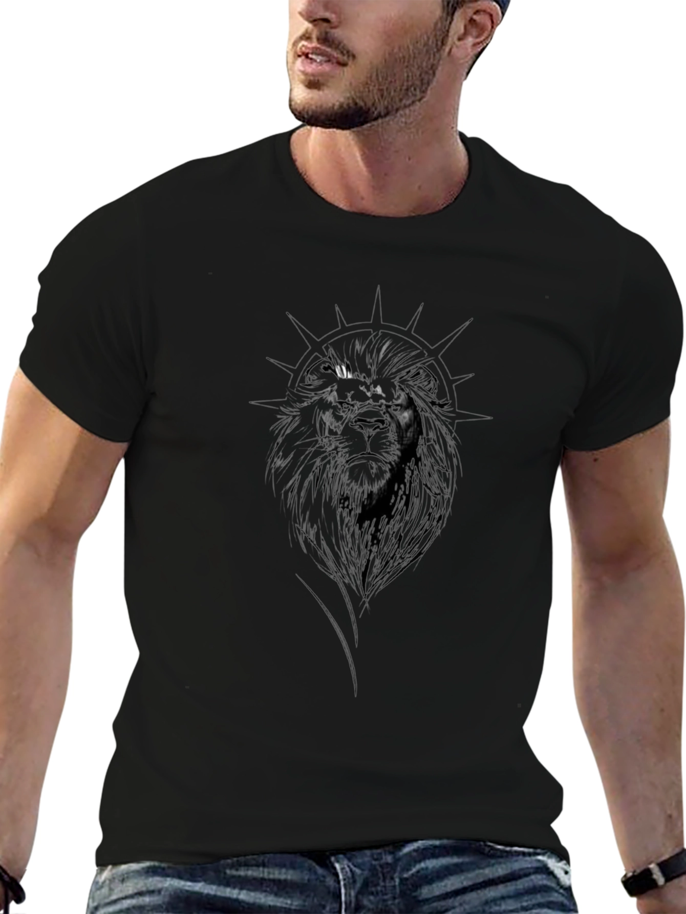 Lion Graphic Black T-Shirt - Mens Modern Style