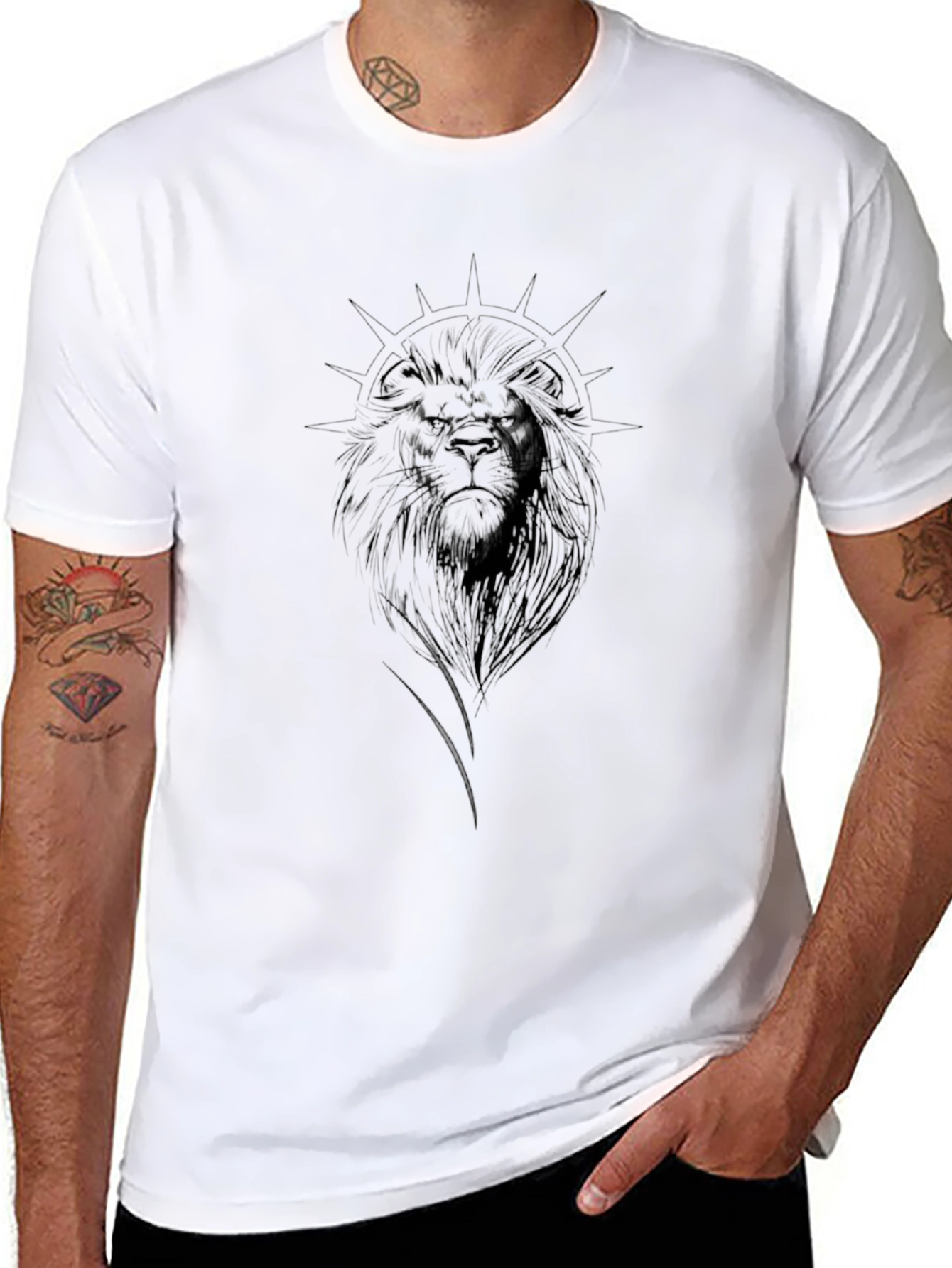 Lion Graphic Black T-Shirt - Mens Modern Style