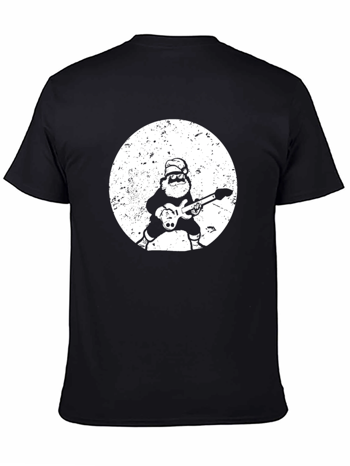 Rockin Santa Graphic Tee - Black Cotton T-Shirt