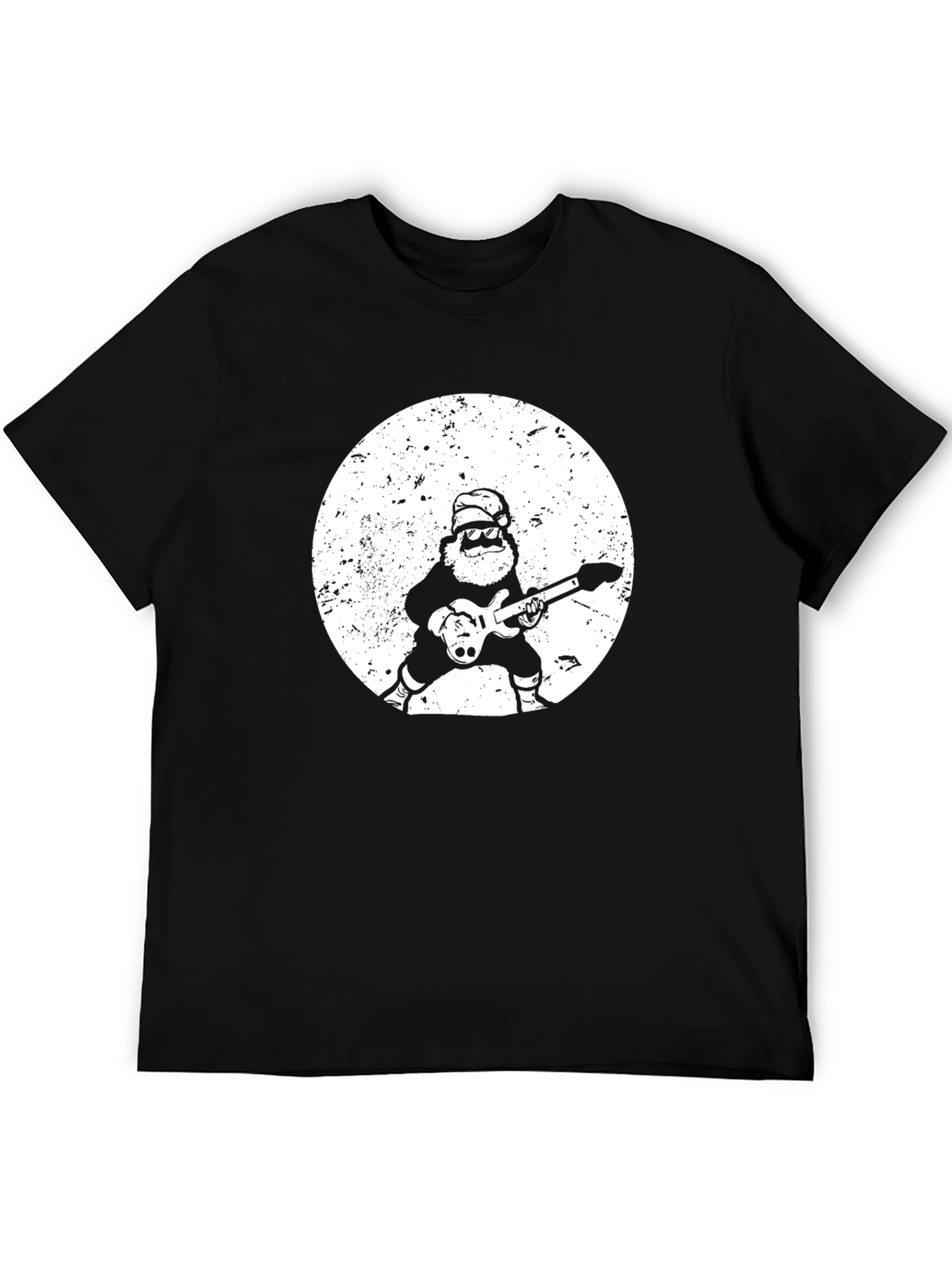 Rockin Santa Graphic Tee - Black Cotton T-Shirt