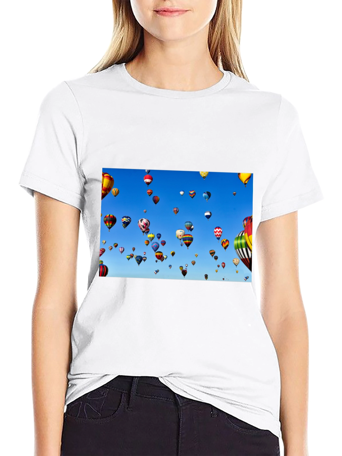 Hot Air Balloon Sky Black Tee