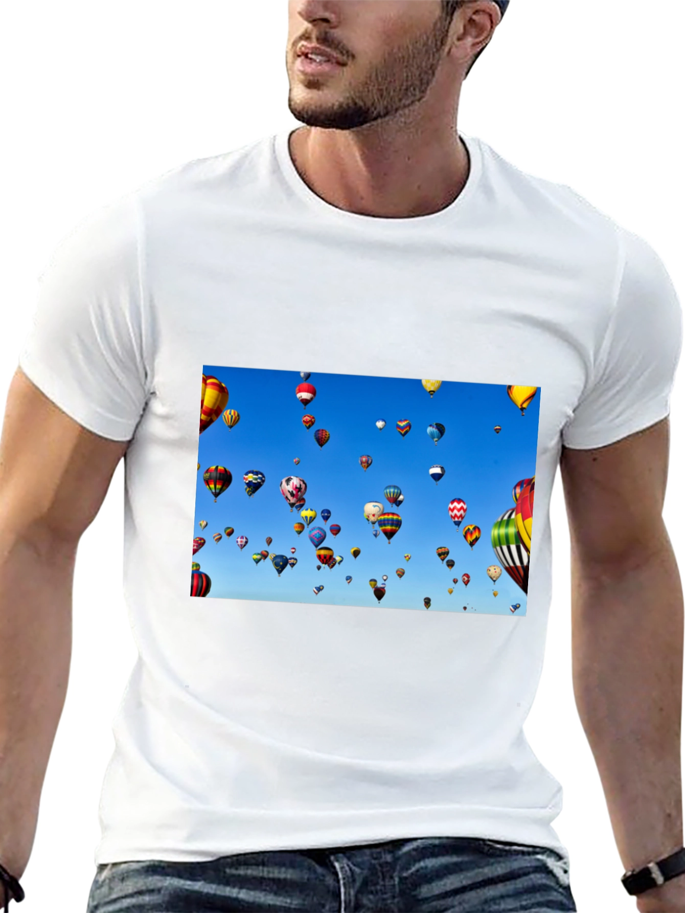 Hot Air Balloon Sky Black Tee