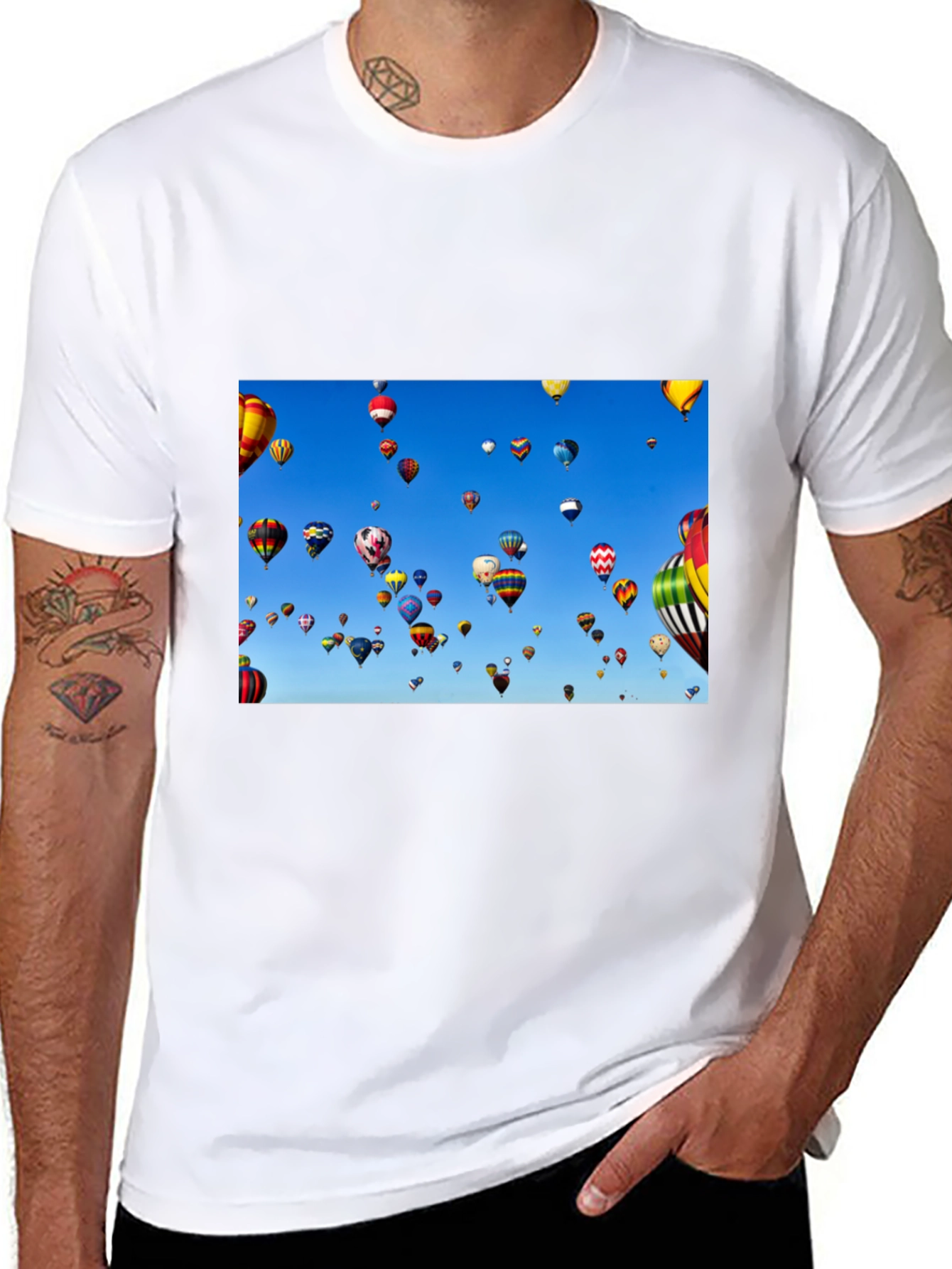 Hot Air Balloon Sky Black Tee