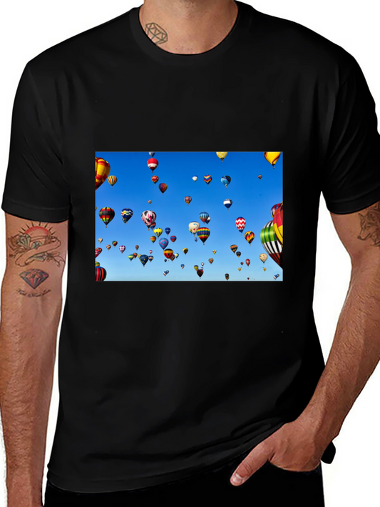 Hot Air Balloon Sky Black Tee